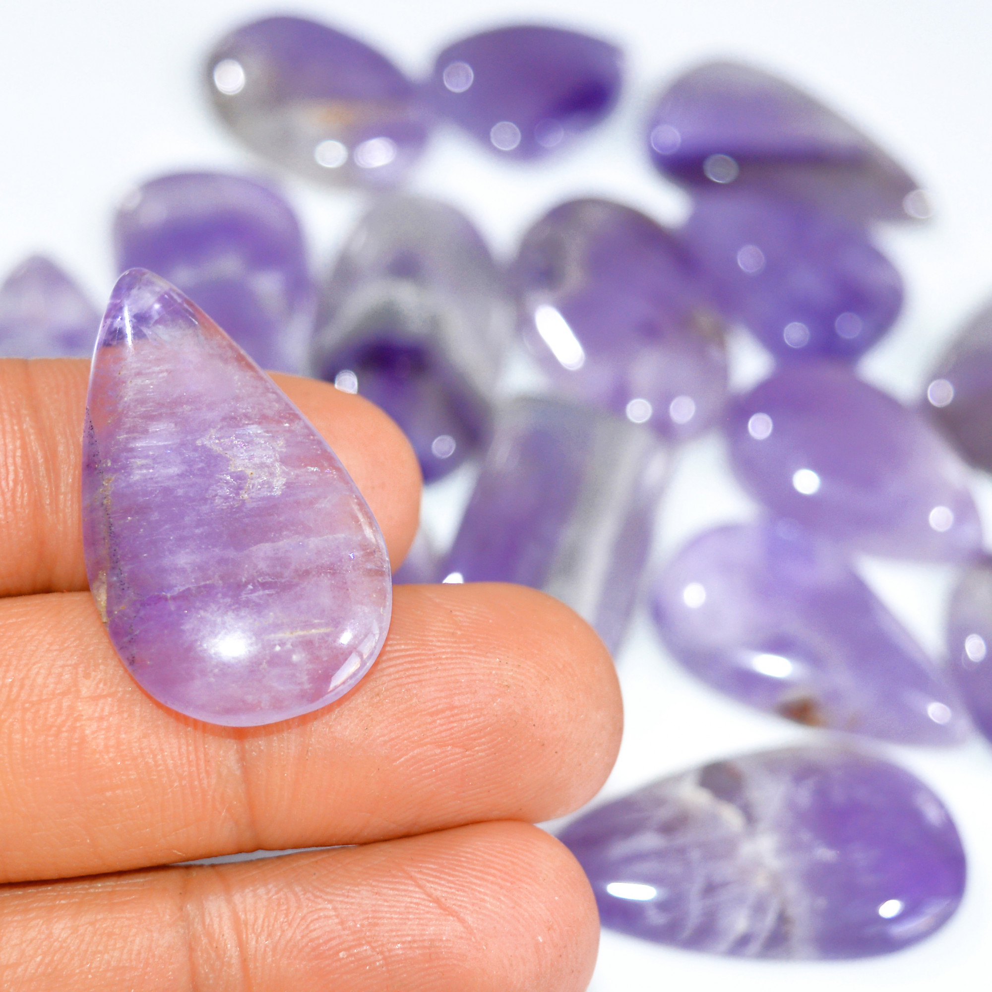 16 Pcs 455 Cts Natural Amethyst Loose Cabochon Gemstone Lot Mixed Shapes For Pendants Handmade Jewelry Supplies 26x15 20x15mm 3075