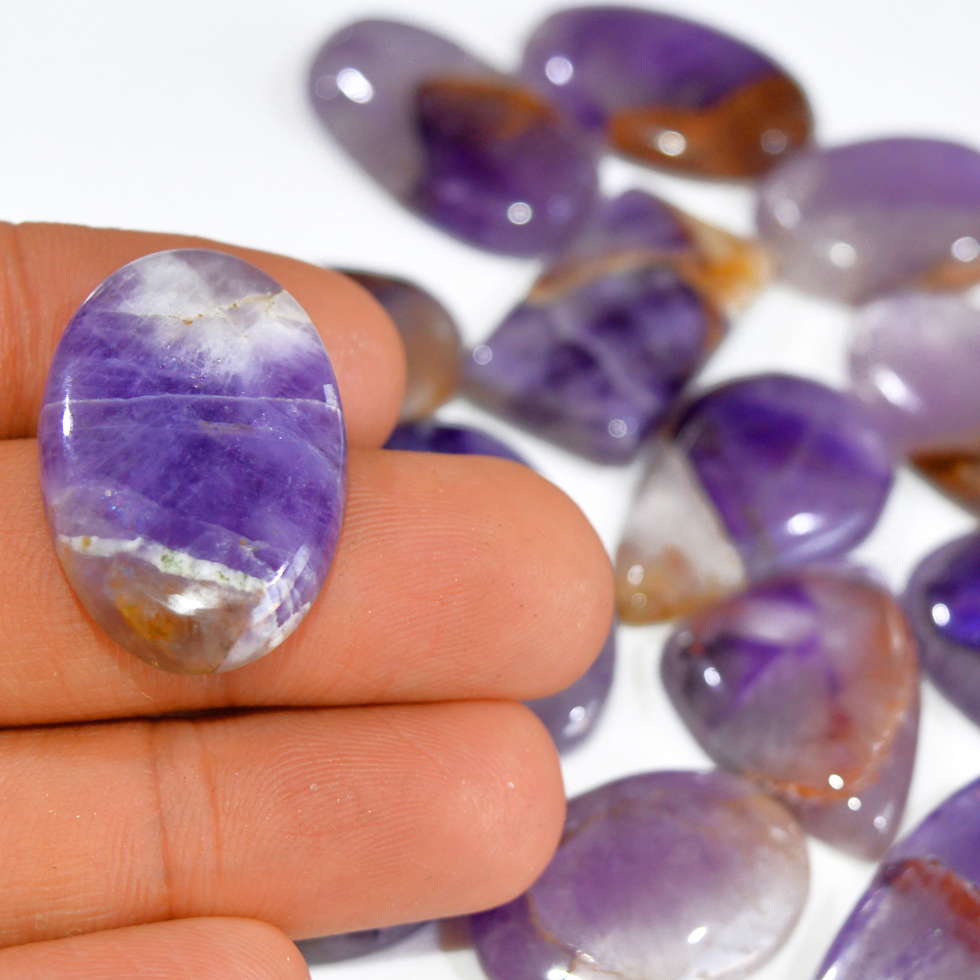 15 Pcs 440 Cts Natural Amethyst Loose Cabochon Gemstone Lot Mixed Shapes For Pendants Handmade Jewelry Supplies 30x15 25x16mm 3076