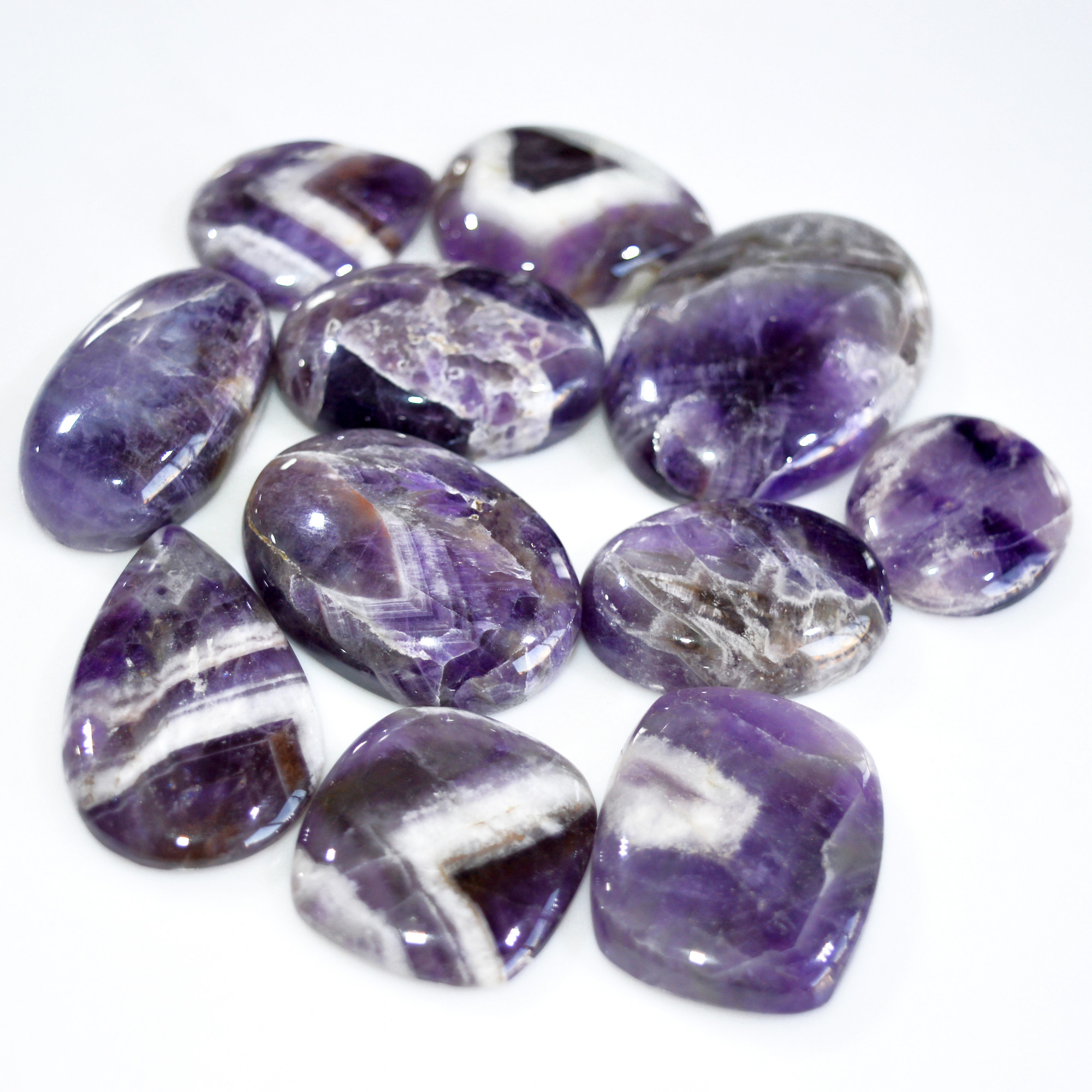 11 Pcs 637 Cts Natural Amethyst Loose Cabochon Gemstone Lot Mixed Shapes For Pendants Handmade Jewelry Supplies 44x25 25x20mm 3077
