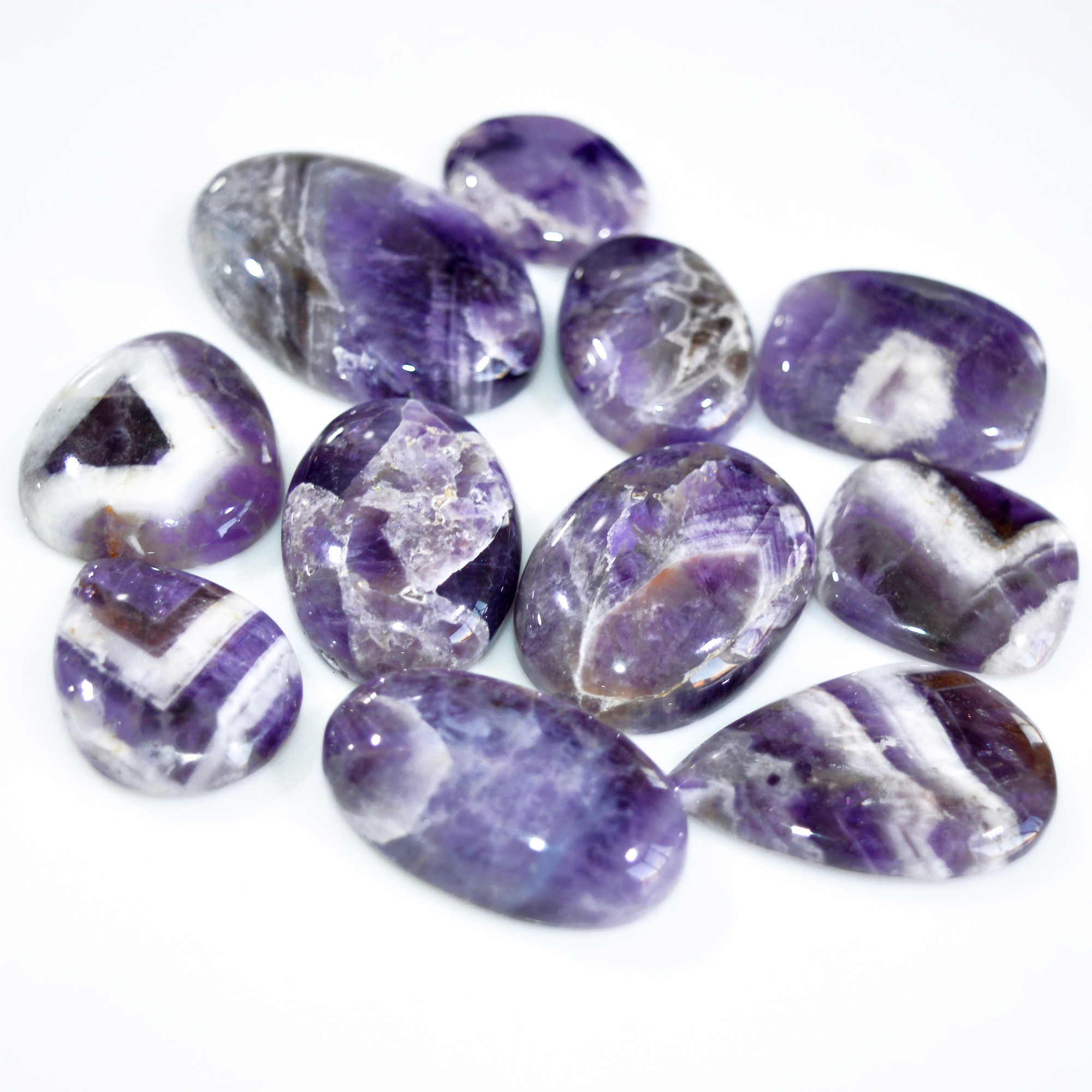 11 Pcs 637 Cts Natural Amethyst Loose Cabochon Gemstone Lot Mixed Shapes For Pendants Handmade Jewelry Supplies 44x25 25x20mm 3077