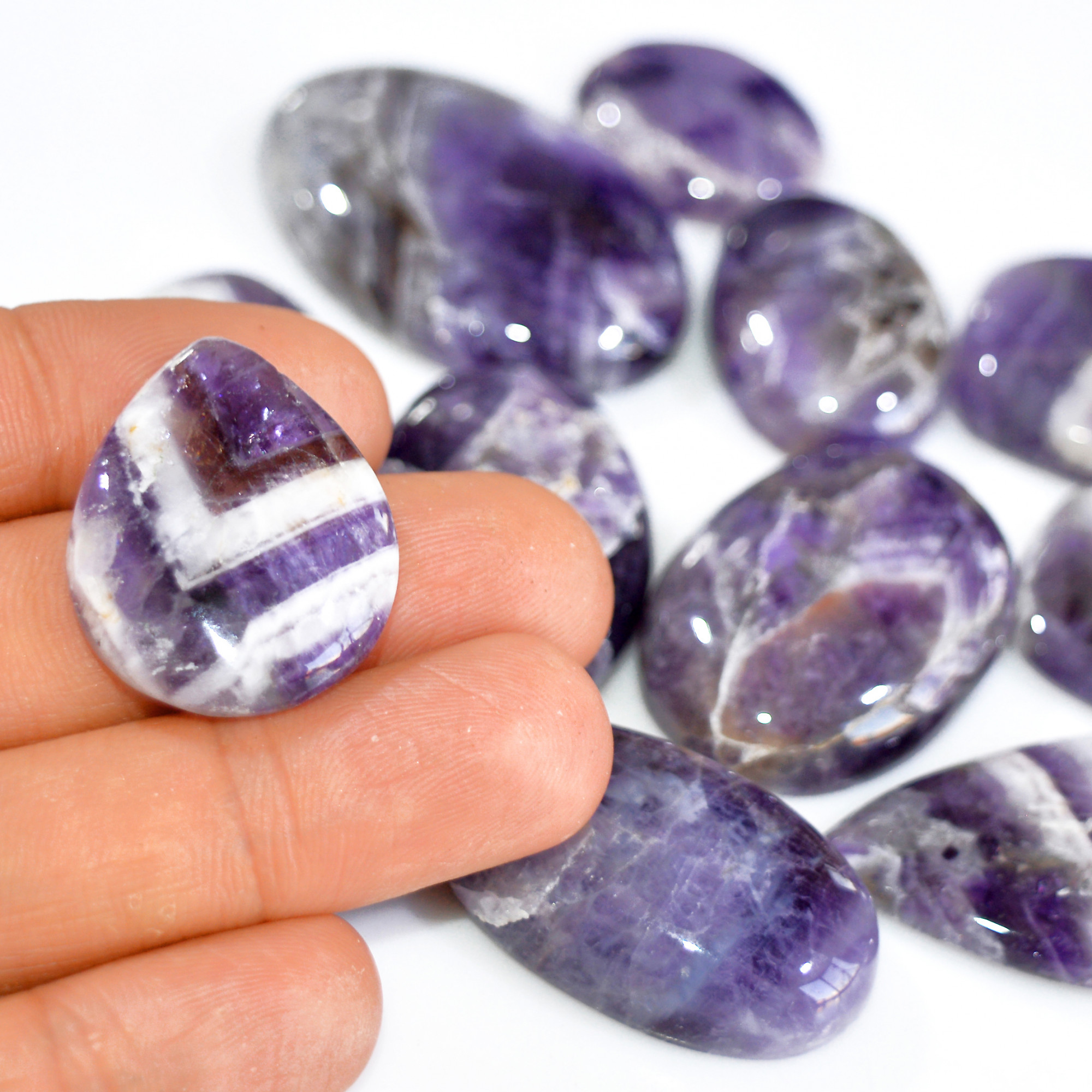 11 Pcs 637 Cts Natural Amethyst Loose Cabochon Gemstone Lot Mixed Shapes For Pendants Handmade Jewelry Supplies 44x25 25x20mm 3077