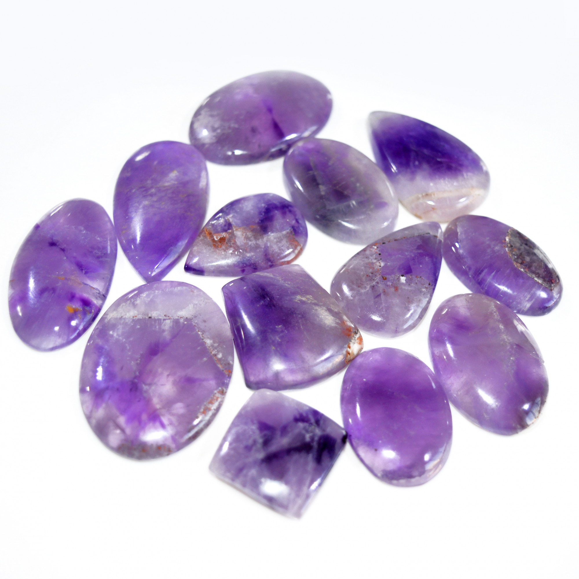 13 Pcs 573 Cts Natural Amethyst Loose Cabochon Gemstone Lot Mixed Shapes For Pendants Handmade Jewelry Supplies 40x30 20x18mm 3078
