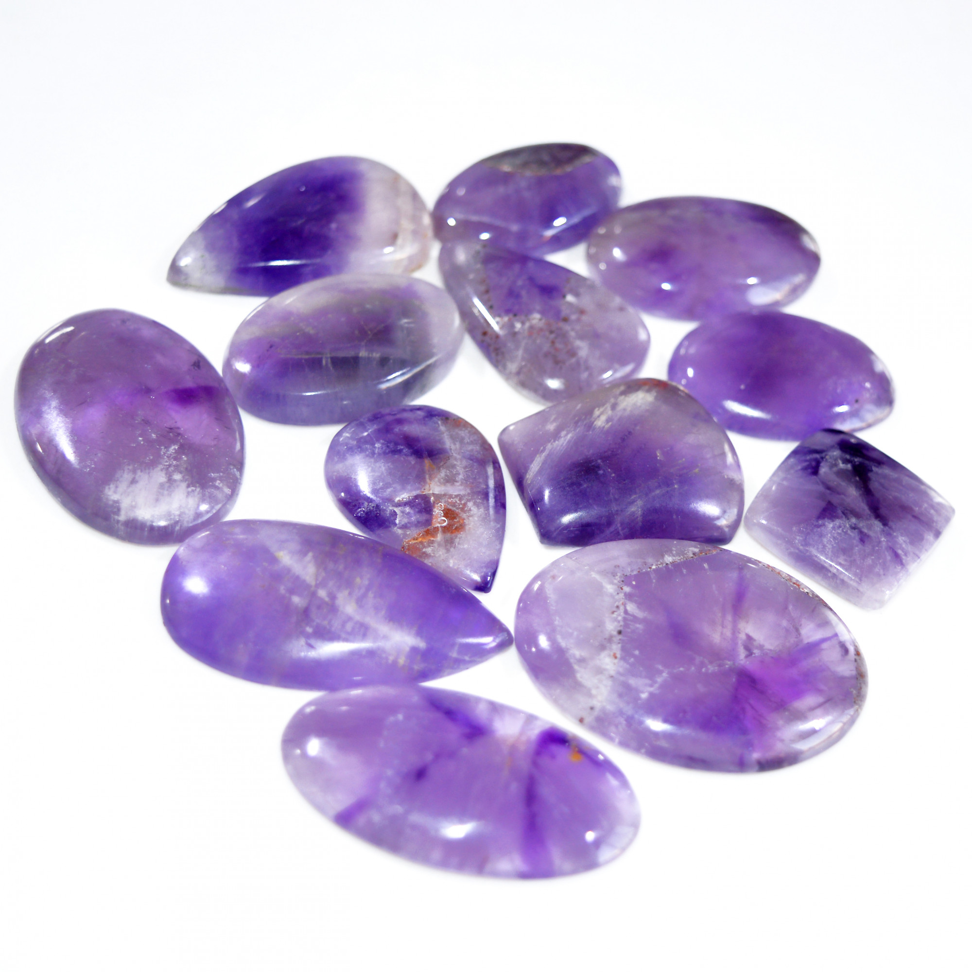 13 Pcs 573 Cts Natural Amethyst Loose Cabochon Gemstone Lot Mixed Shapes For Pendants Handmade Jewelry Supplies 40x30 20x18mm 3078