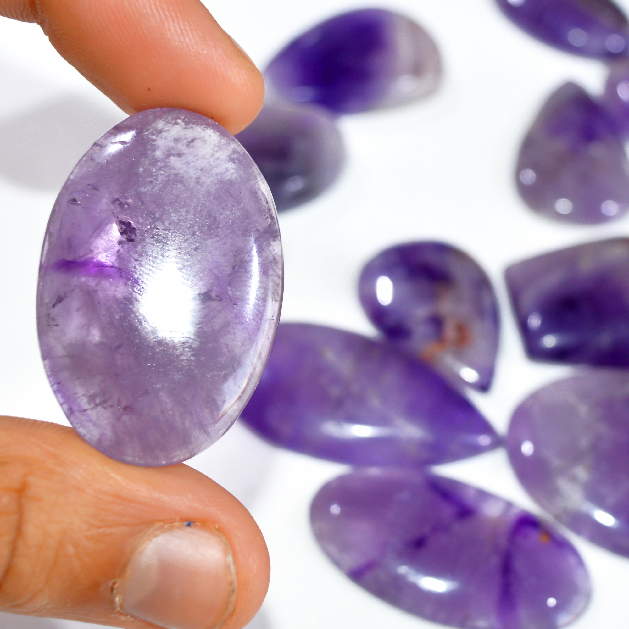 13 Pcs 573 Cts Natural Amethyst Loose Cabochon Gemstone Lot Mixed Shapes For Pendants Handmade Jewelry Supplies 40x30 20x18mm 3078