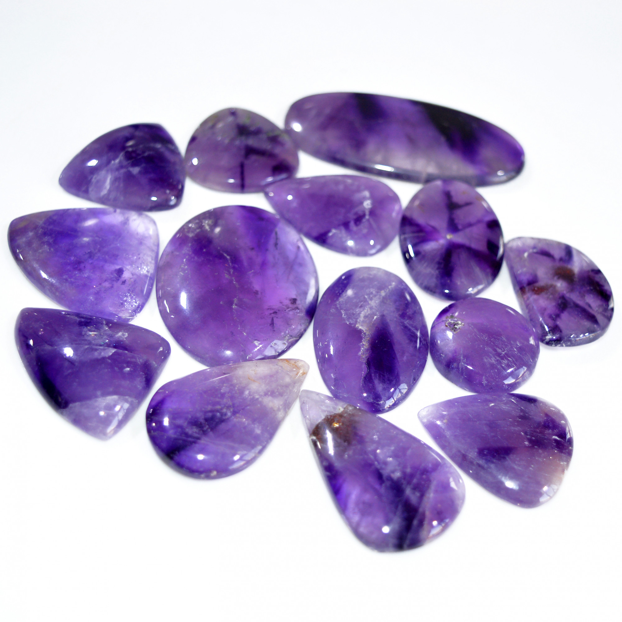 14 Pcs 501 Cts Natural Amethyst Loose Cabochon Gemstone Lot Mixed Shapes For Pendants Handmade Jewelry Supplies 55x24 20x20mm 3080