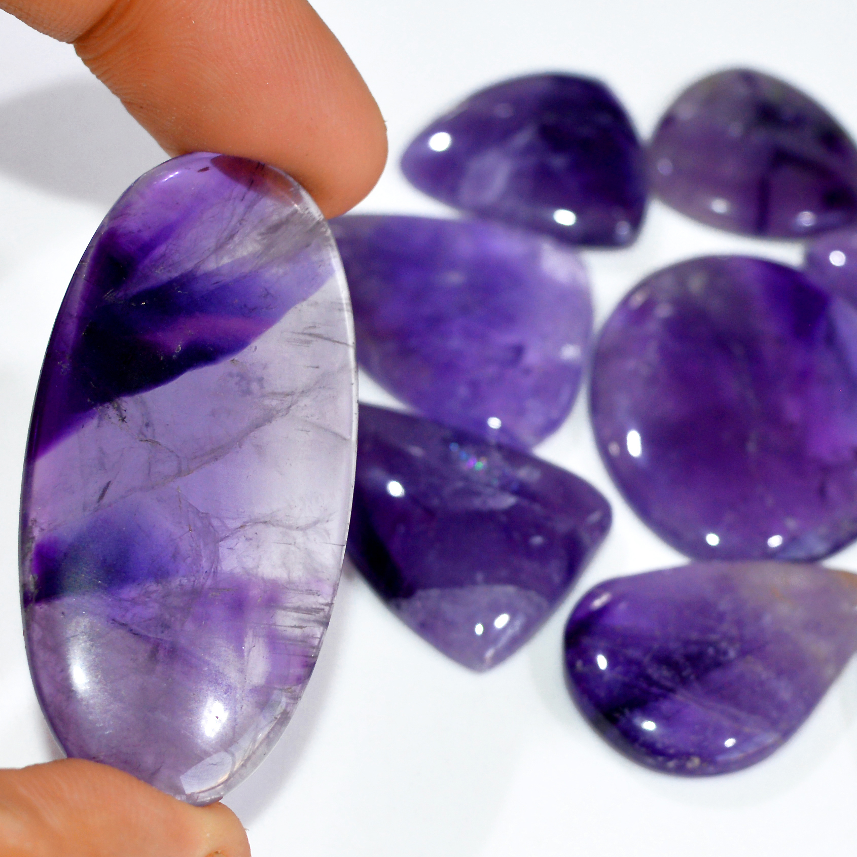 14 Pcs 501 Cts Natural Amethyst Loose Cabochon Gemstone Lot Mixed Shapes For Pendants Handmade Jewelry Supplies 55x24 20x20mm 3080