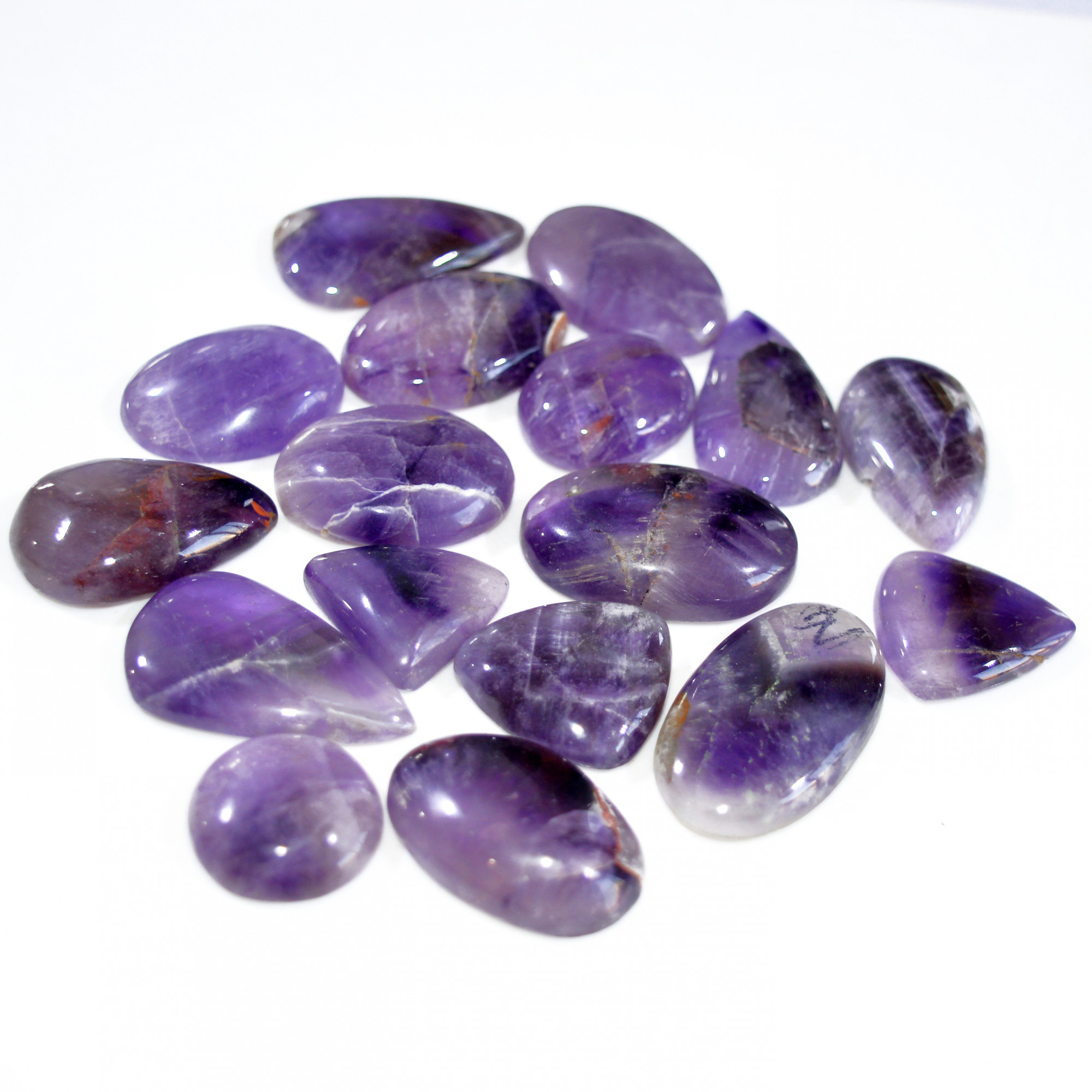 17 Pcs 782 Cts Natural Amethyst Loose Cabochon Gemstone Lot Mixed Shapes For Pendants Handmade Jewelry Supplies 30x20 20x18mm 3082