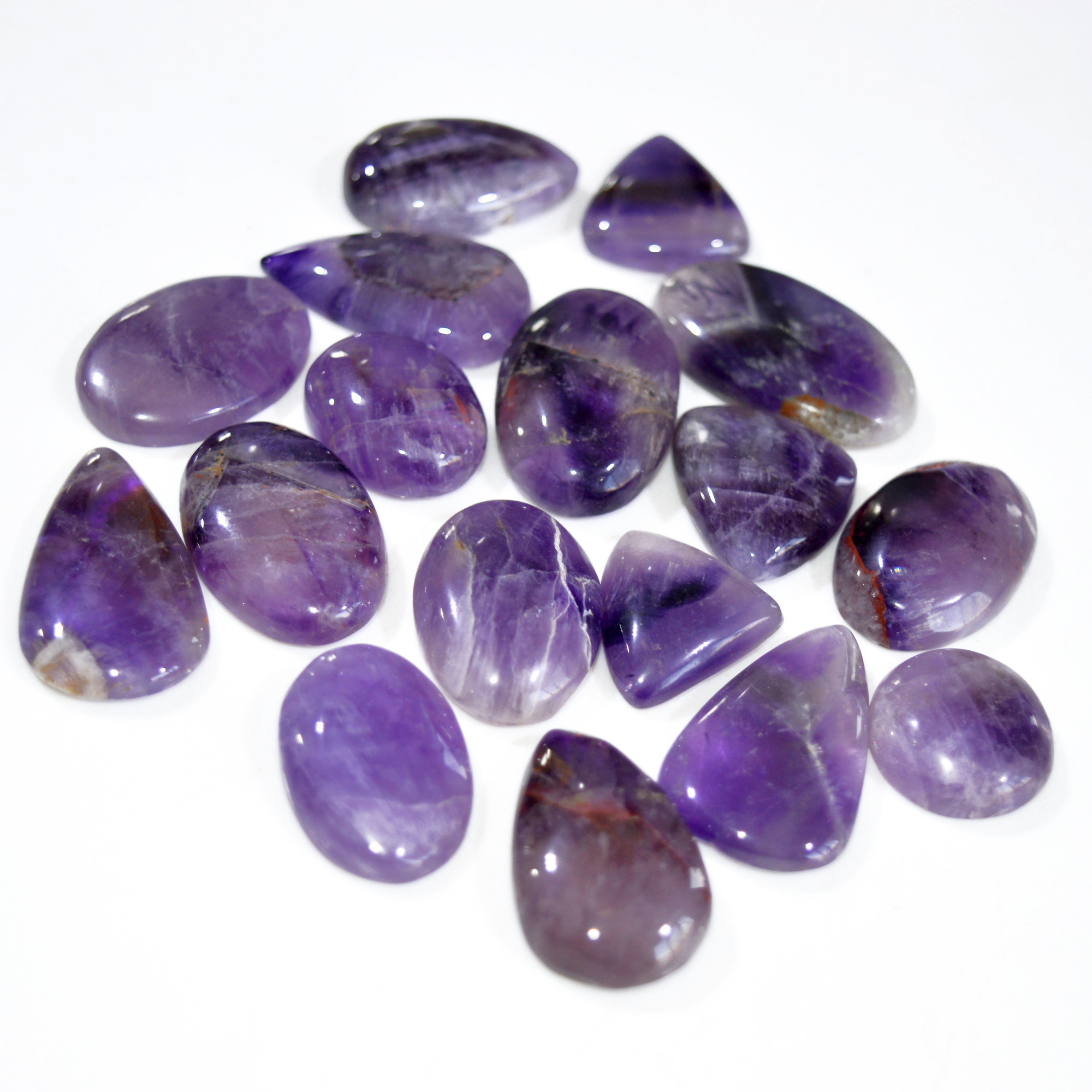 17 Pcs 782 Cts Natural Amethyst Loose Cabochon Gemstone Lot Mixed Shapes For Pendants Handmade Jewelry Supplies 30x20 20x18mm 3082