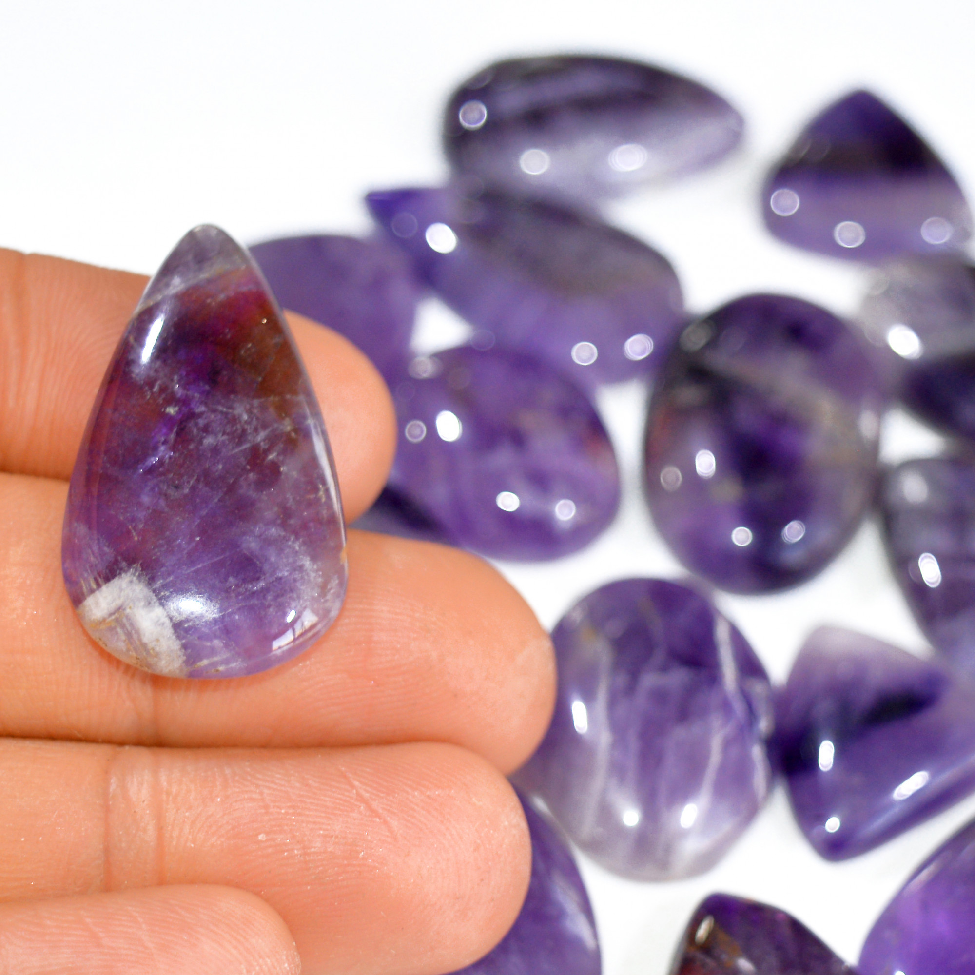 17 Pcs 782 Cts Natural Amethyst Loose Cabochon Gemstone Lot Mixed Shapes For Pendants Handmade Jewelry Supplies 30x20 20x18mm 3082