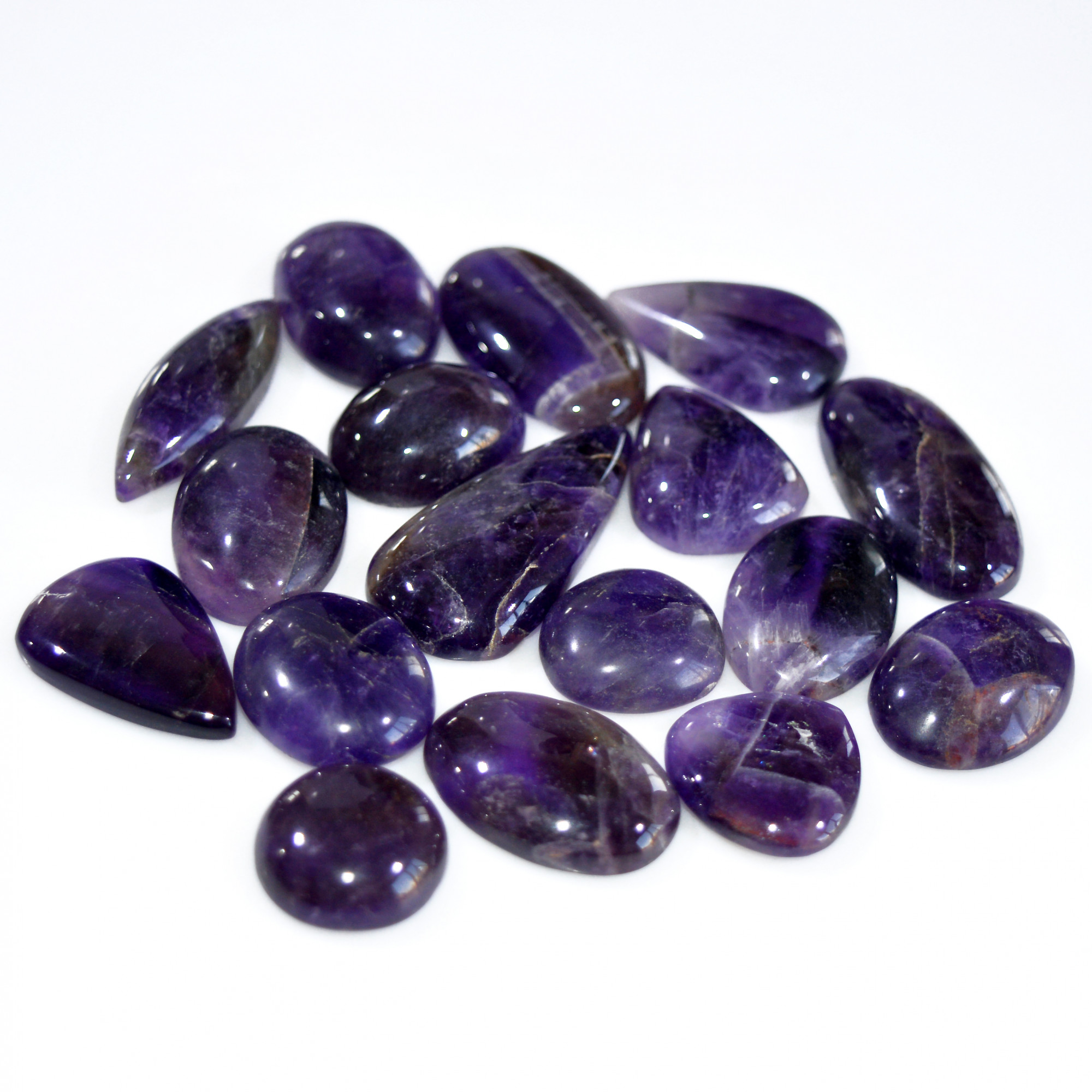 17 Pcs 772 Cts Natural Amethyst Loose Cabochon Gemstone Lot Mixed Shapes For Pendants Handmade Jewelry Supplies 40x16 15x15mm 3083