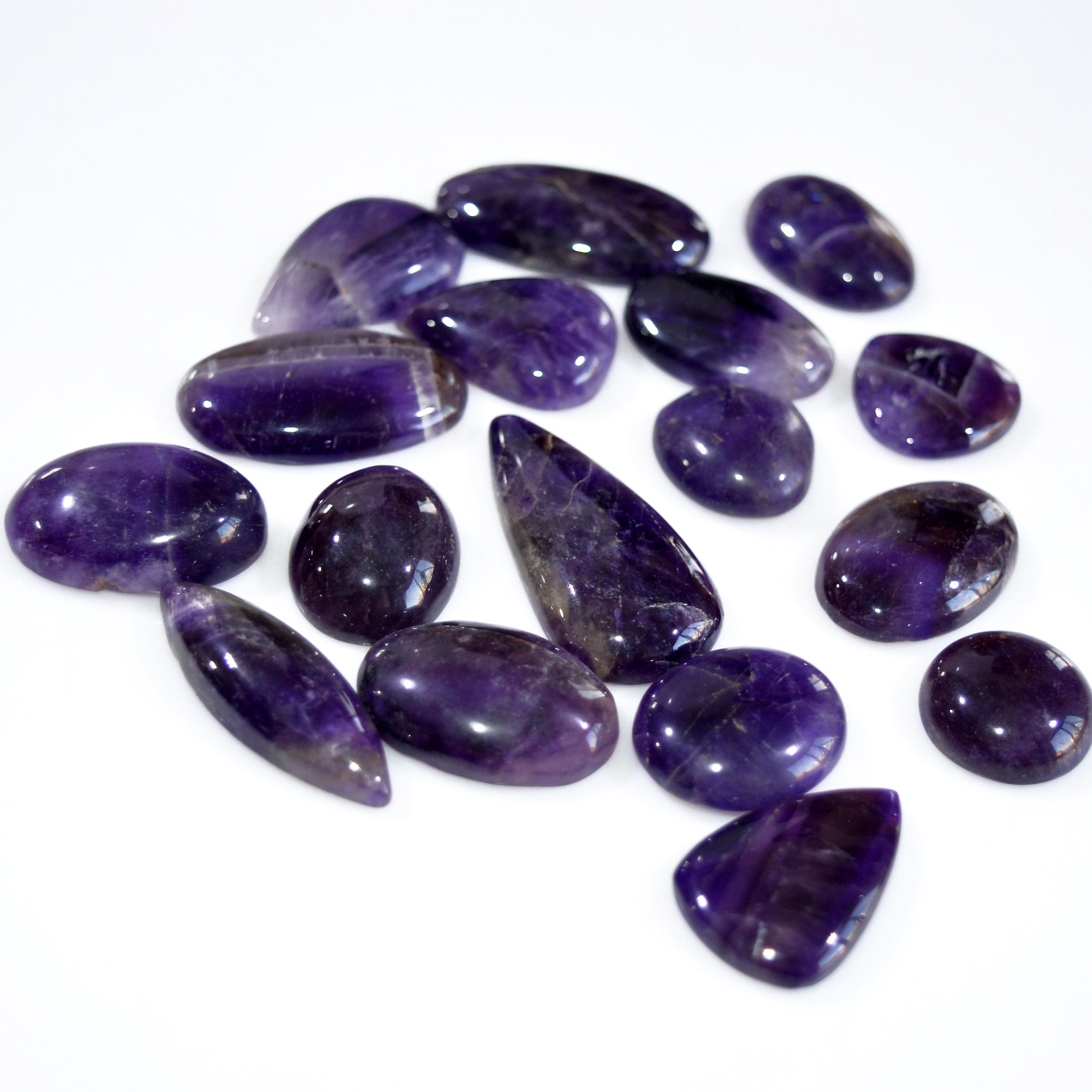 17 Pcs 772 Cts Natural Amethyst Loose Cabochon Gemstone Lot Mixed Shapes For Pendants Handmade Jewelry Supplies 40x16 15x15mm 3083