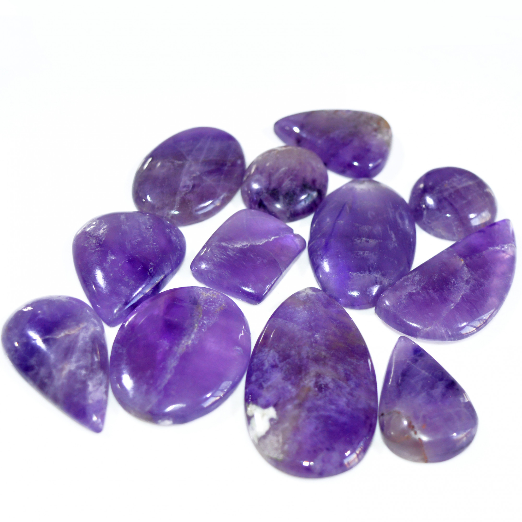 12 Pcs 516 Cts Natural Amethyst Loose Cabochon Gemstone Lot Mixed Shapes For Pendants Handmade Jewelry Supplies 40x25 20x20mm 3084
