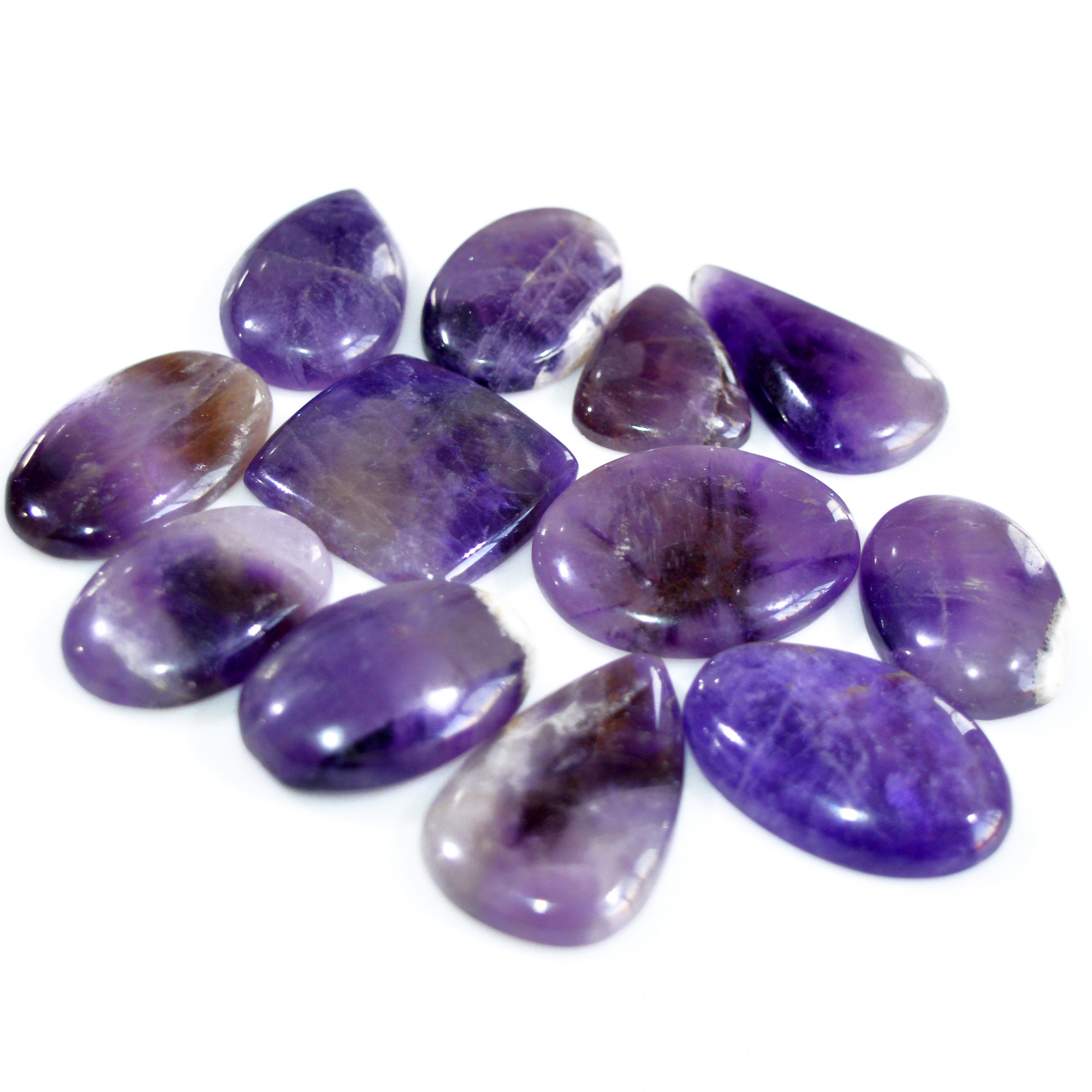 12 Pcs 543 Cts Natural Amethyst Loose Cabochon Gemstone Lot Mixed Shapes For Pendants Handmade Jewelry Supplies 35x20 20x16mm 3085