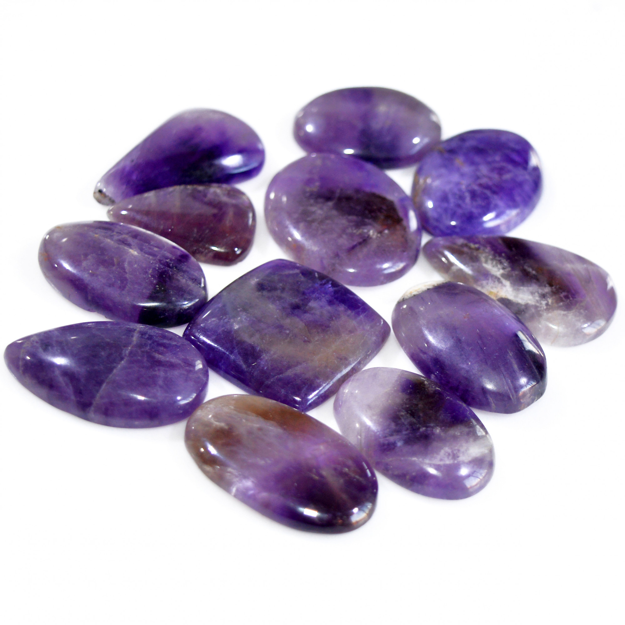 12 Pcs 543 Cts Natural Amethyst Loose Cabochon Gemstone Lot Mixed Shapes For Pendants Handmade Jewelry Supplies 35x20 20x16mm 3085