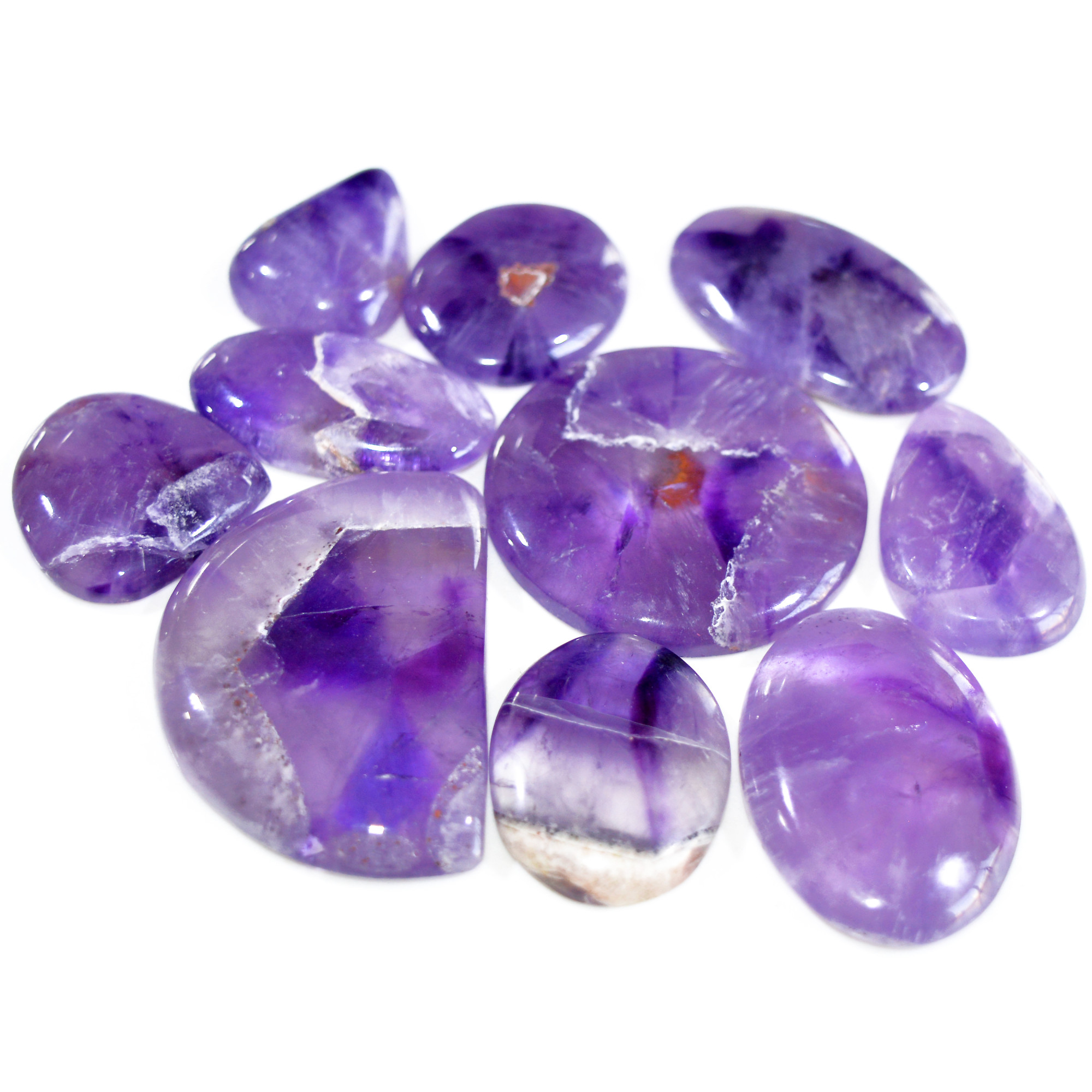 10 Pcs 539 Cts Natural Amethyst Loose Cabochon Gemstone Lot Mixed Shapes For Pendants Handmade Jewelry Supplies 50x30 26x18mm 3086