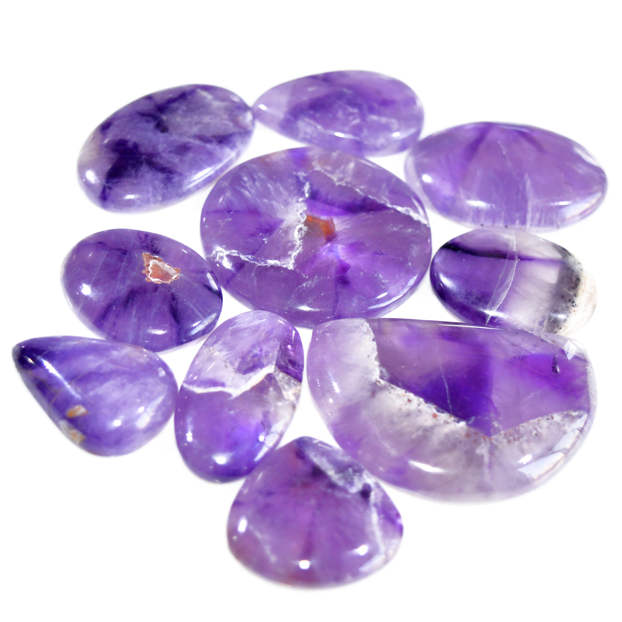 10 Pcs 539 Cts Natural Amethyst Loose Cabochon Gemstone Lot Mixed Shapes For Pendants Handmade Jewelry Supplies 50x30 26x18mm 3086