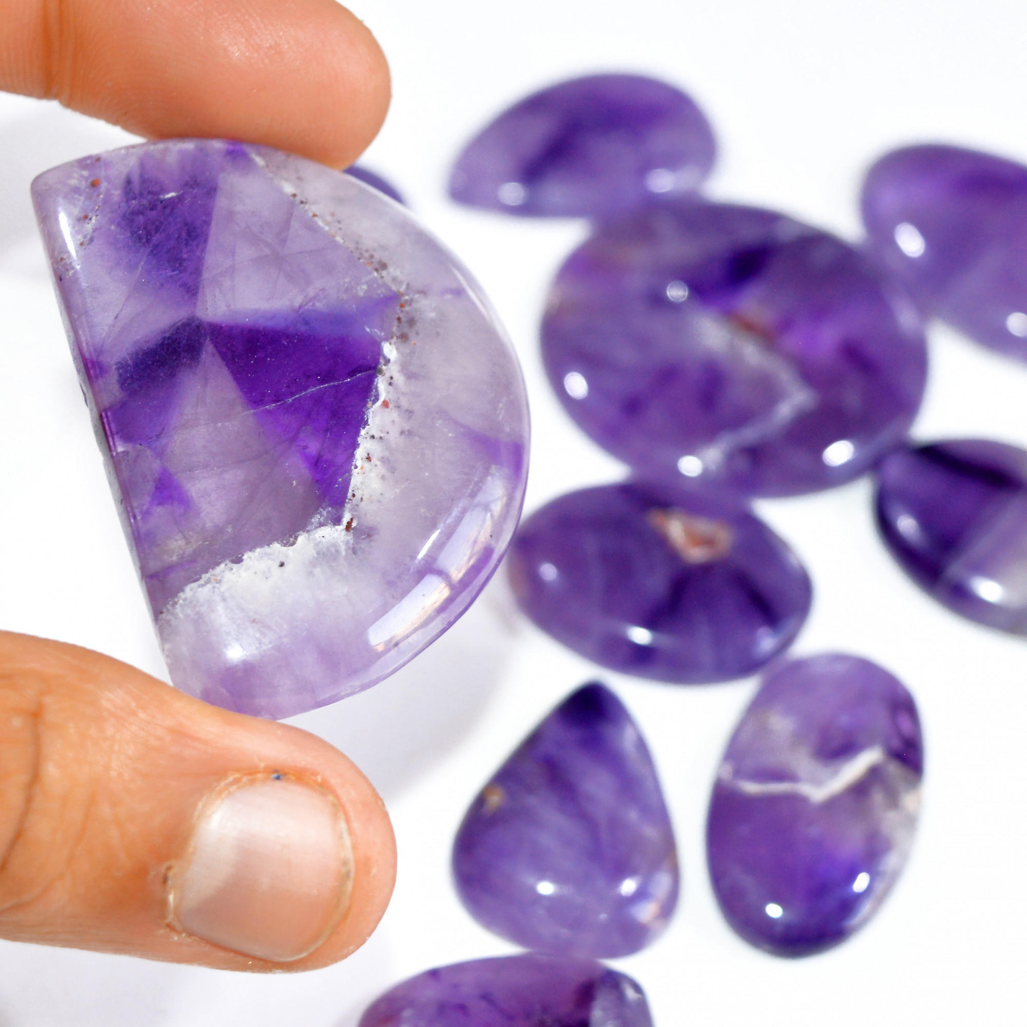 10 Pcs 539 Cts Natural Amethyst Loose Cabochon Gemstone Lot Mixed Shapes For Pendants Handmade Jewelry Supplies 50x30 26x18mm 3086