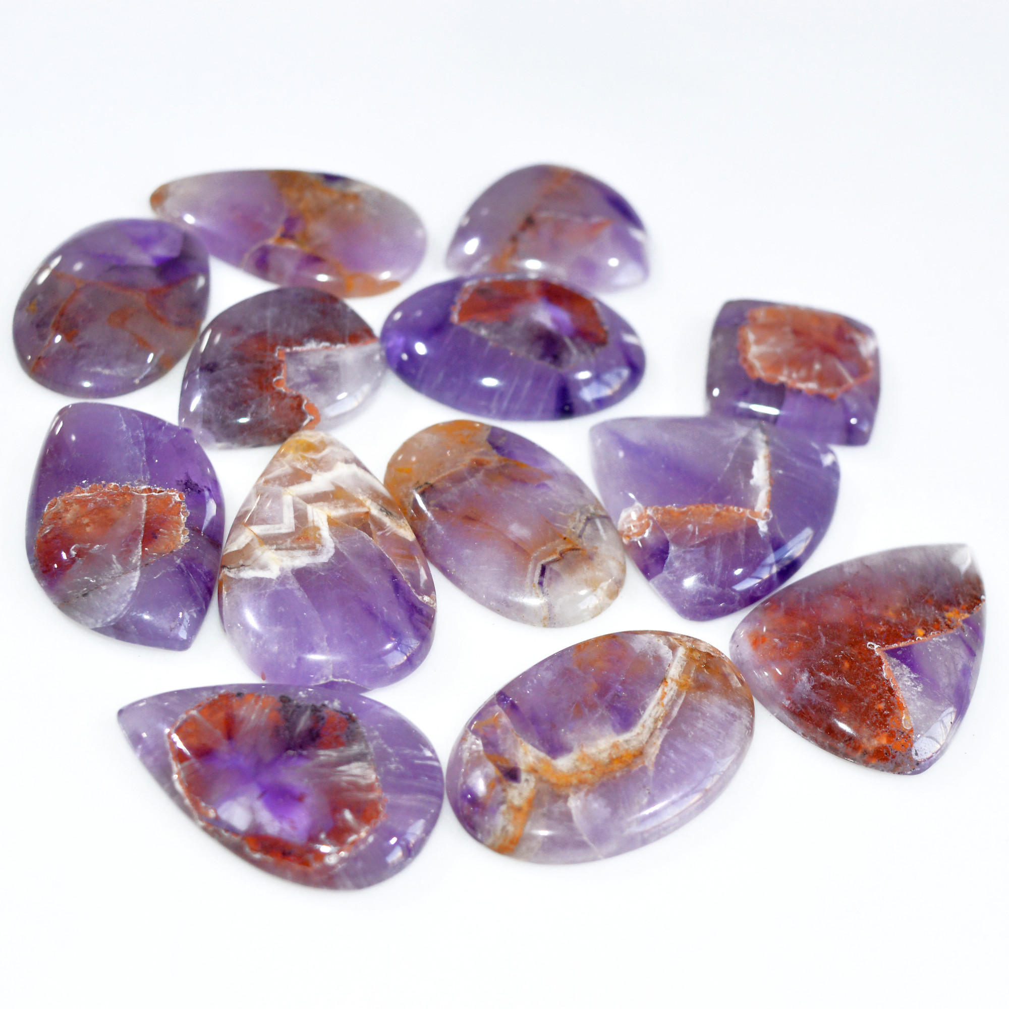 13 Pcs 781 Cts Natural Amethyst Loose Cabochon Gemstone Lot Mixed Shapes For Pendants Handmade Jewelry Supplies 34x25 20x20mm 3087