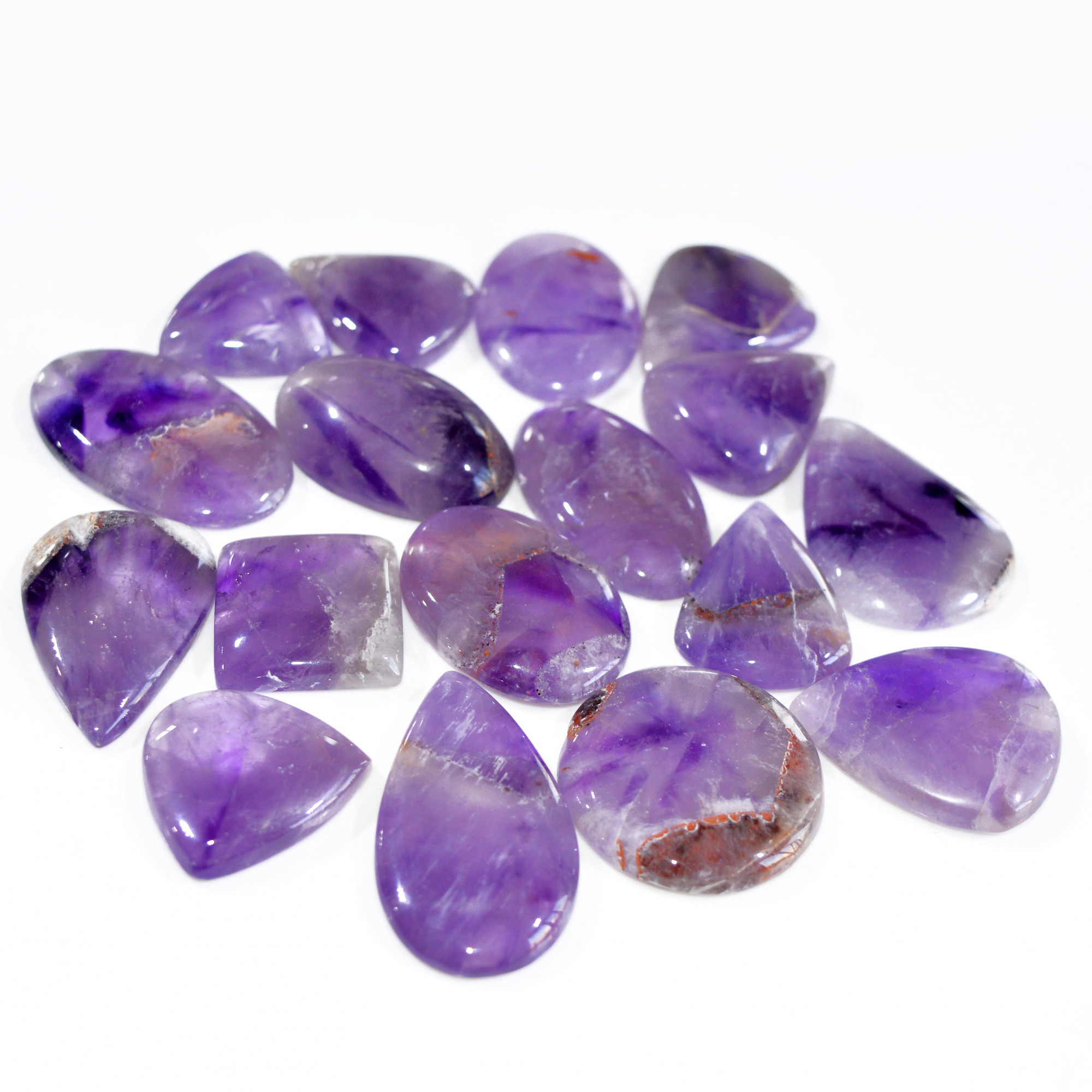 17 Pcs 545 Cts Natural Amethyst Loose Cabochon Gemstone Lot Mixed Shapes For Pendants Handmade Jewelry Supplies 35x20 22x21mm 3088