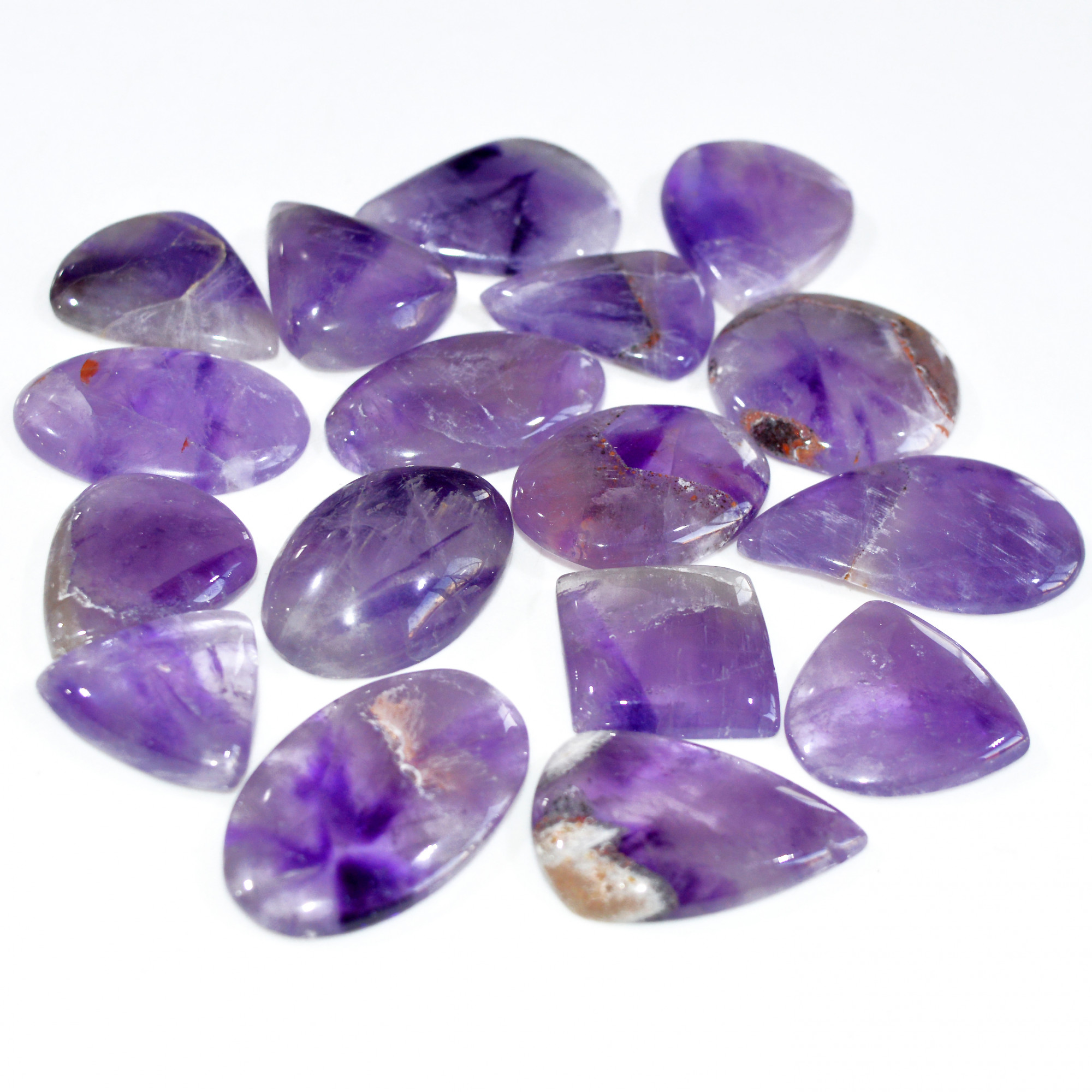 17 Pcs 545 Cts Natural Amethyst Loose Cabochon Gemstone Lot Mixed Shapes For Pendants Handmade Jewelry Supplies 35x20 22x21mm 3088