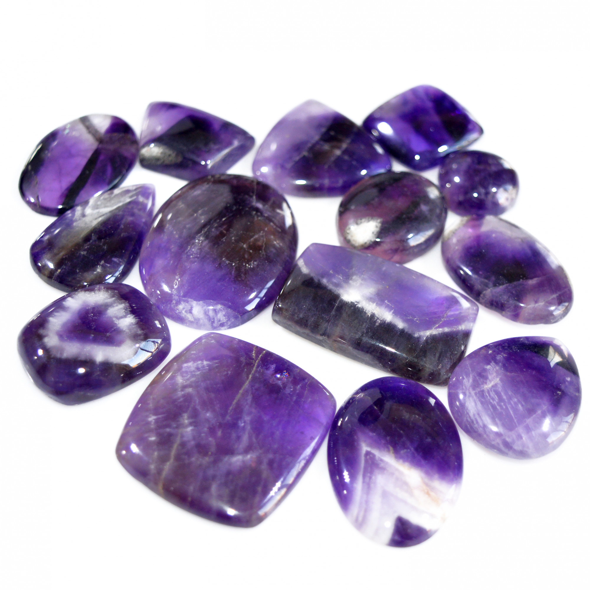 14 Pcs 670 Cts Natural Amethyst Loose Cabochon Gemstone Lot Mixed Shapes For Pendants Handmade Jewelry Supplies 40x30 15x15mm 3089