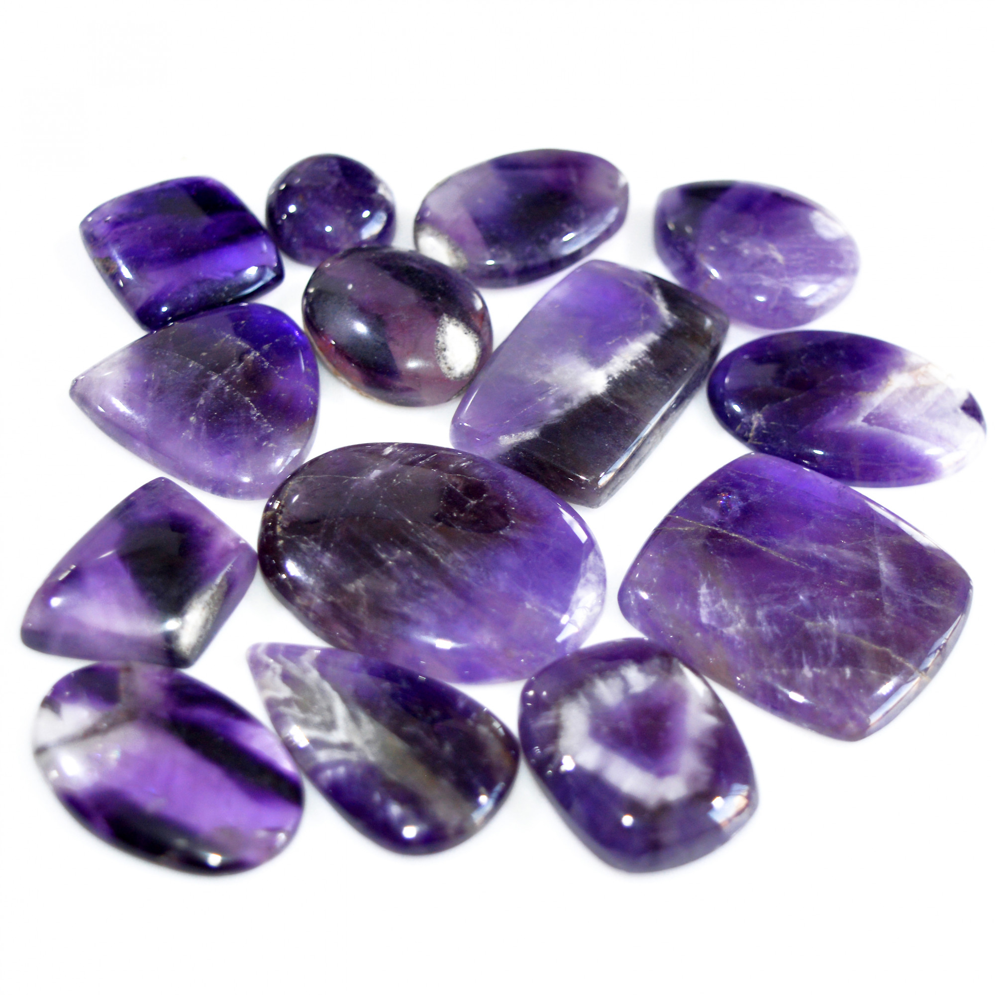 14 Pcs 670 Cts Natural Amethyst Loose Cabochon Gemstone Lot Mixed Shapes For Pendants Handmade Jewelry Supplies 40x30 15x15mm 3089
