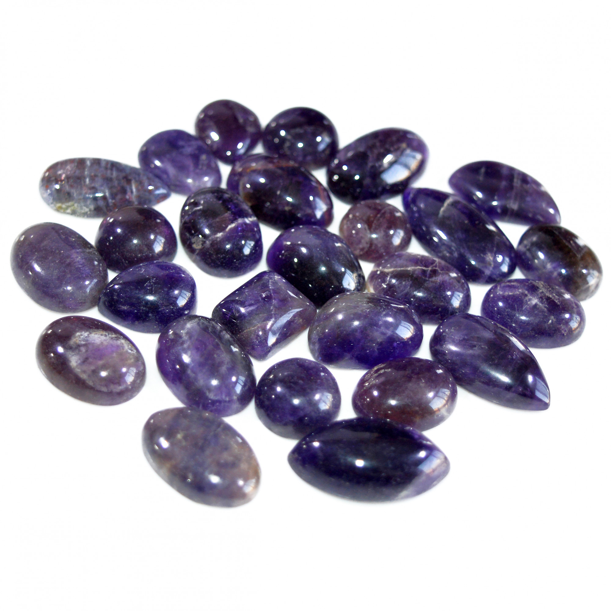 26 Pcs 316 Cts Natural Amethyst Loose Cabochon Gemstone Lot Mixed Shapes For Pendants Handmade Jewelry Supplies 21x11 9x11mm 3090