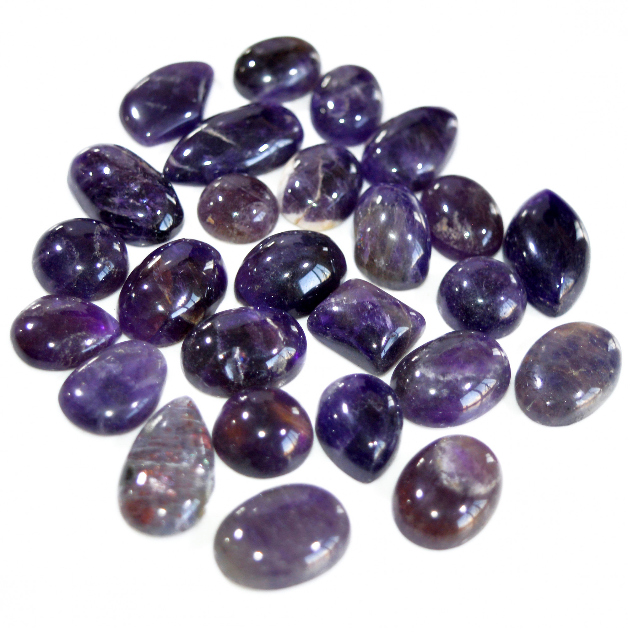 26 Pcs 316 Cts Natural Amethyst Loose Cabochon Gemstone Lot Mixed Shapes For Pendants Handmade Jewelry Supplies 21x11 9x11mm 3090