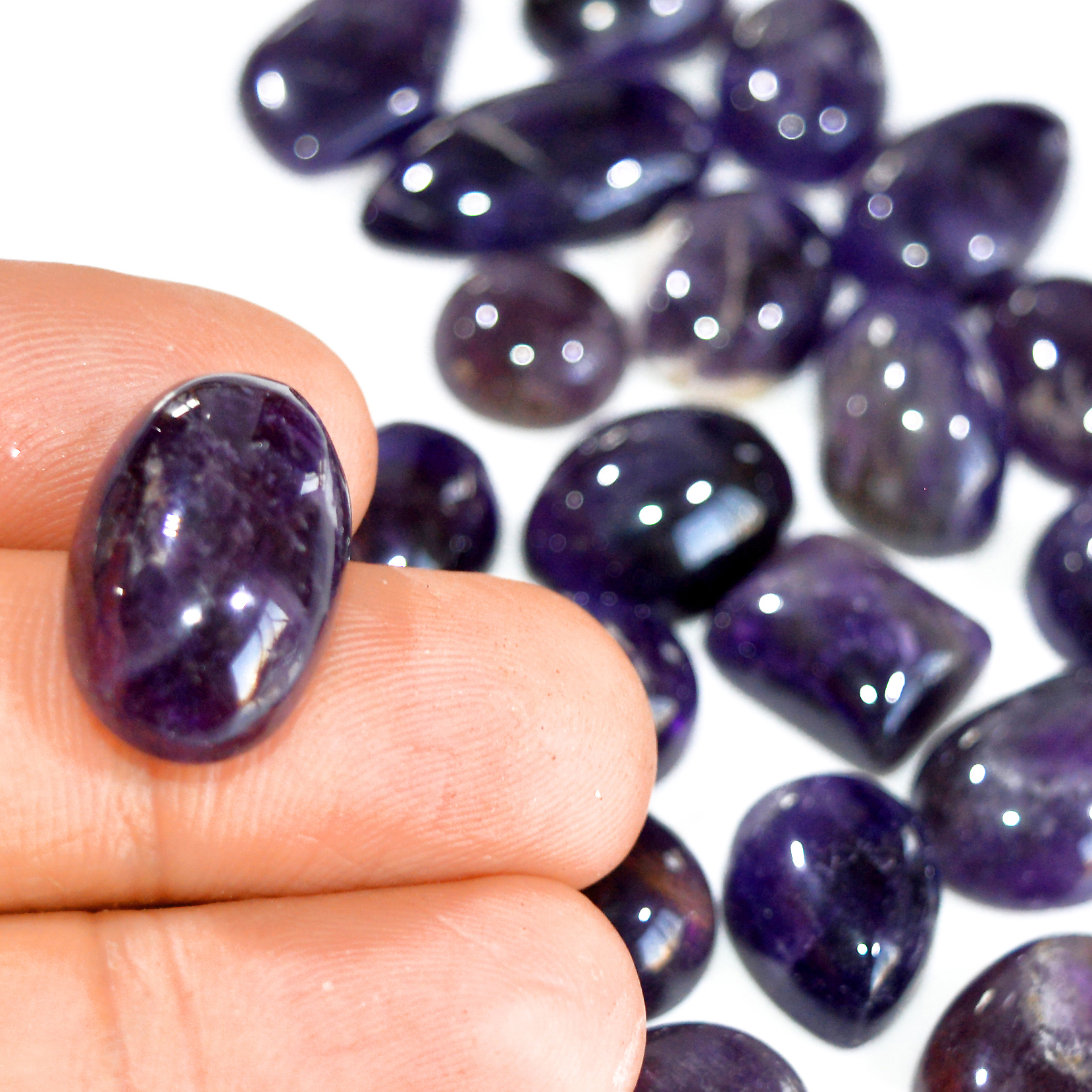 26 Pcs 316 Cts Natural Amethyst Loose Cabochon Gemstone Lot Mixed Shapes For Pendants Handmade Jewelry Supplies 21x11 9x11mm 3090