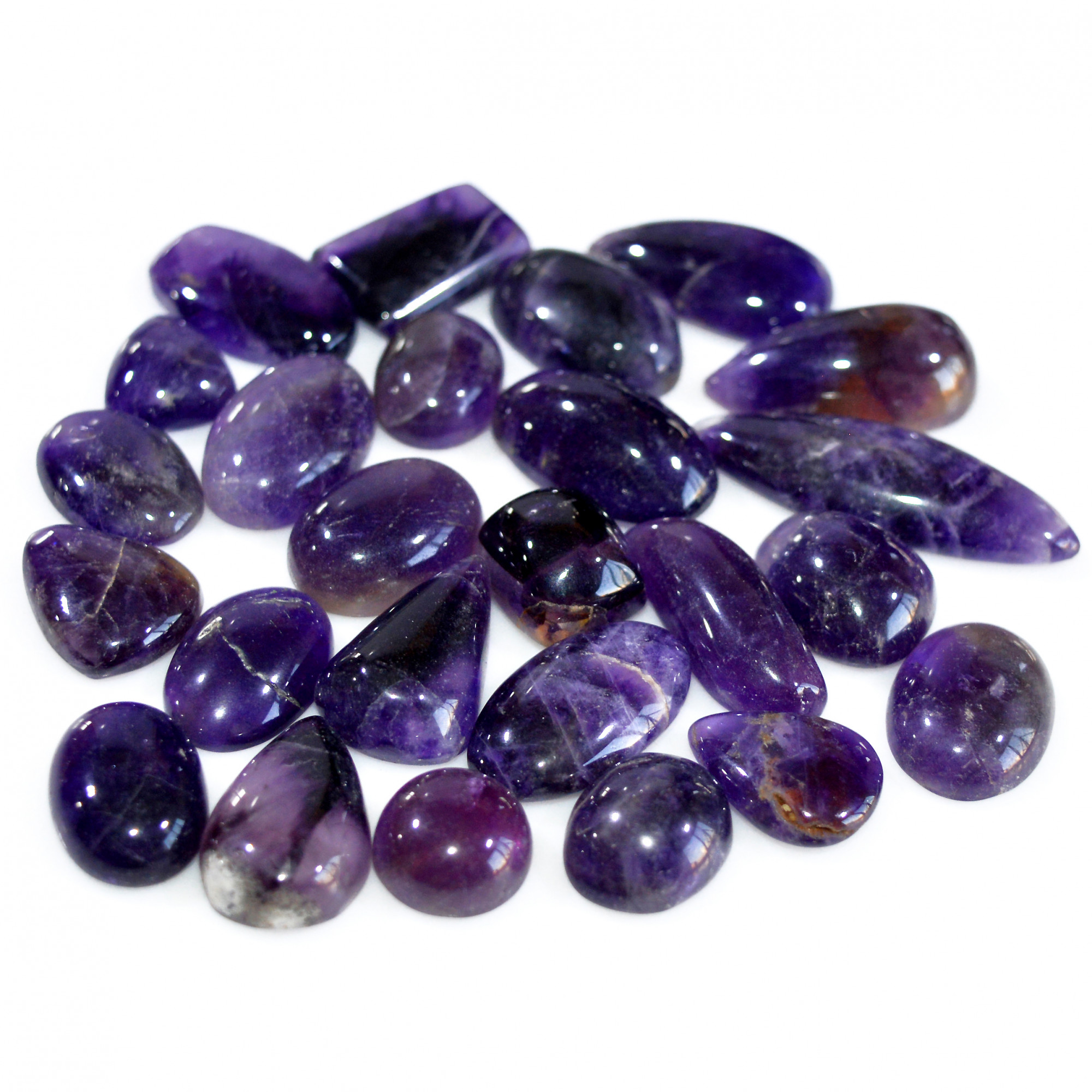 25 Pcs 327 Cts Natural Amethyst Loose Cabochon Gemstone Lot Mixed Shapes For Pendants Handmade Jewelry Supplies 35x10 12x9mm 3091