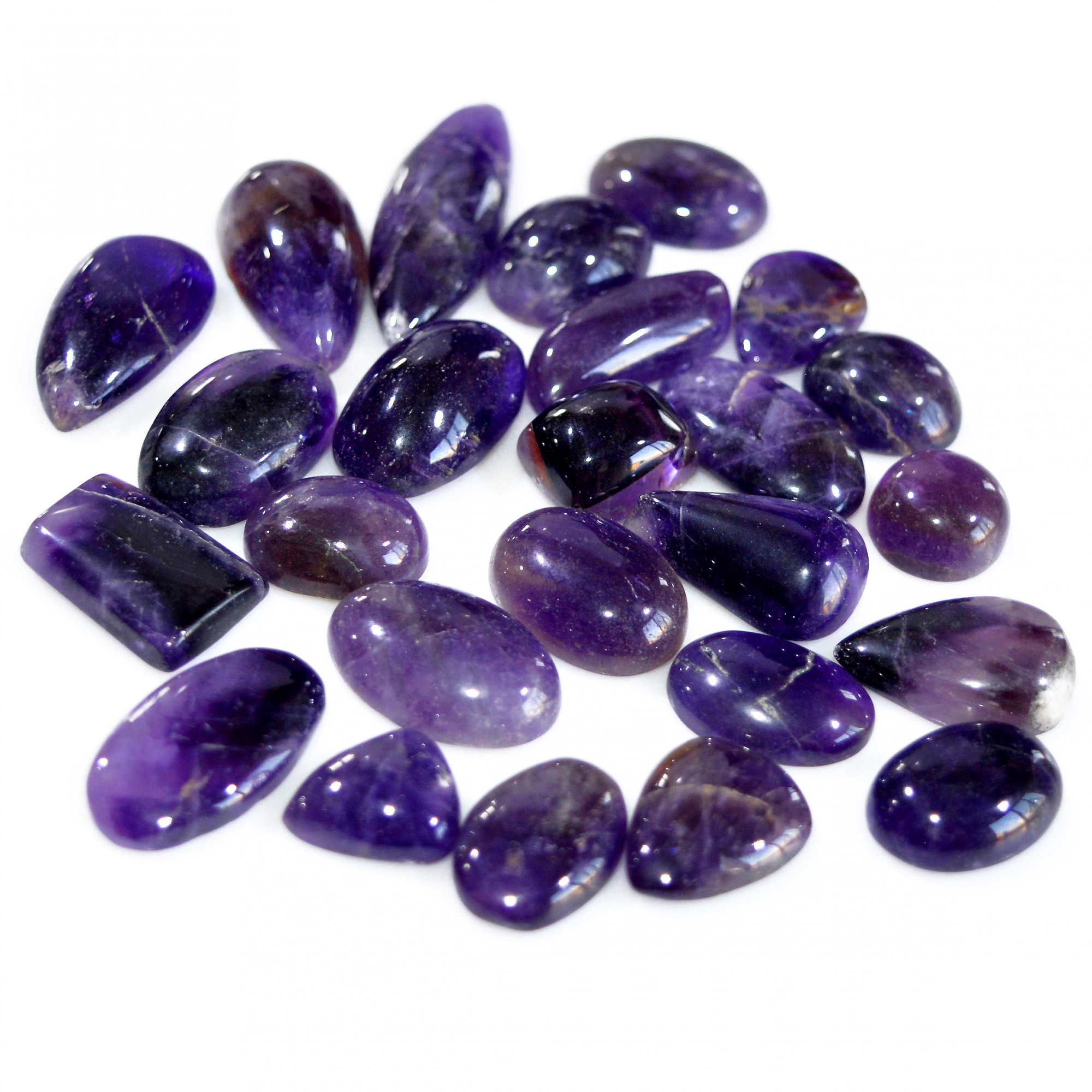 25 Pcs 327 Cts Natural Amethyst Loose Cabochon Gemstone Lot Mixed Shapes For Pendants Handmade Jewelry Supplies 35x10 12x9mm 3091