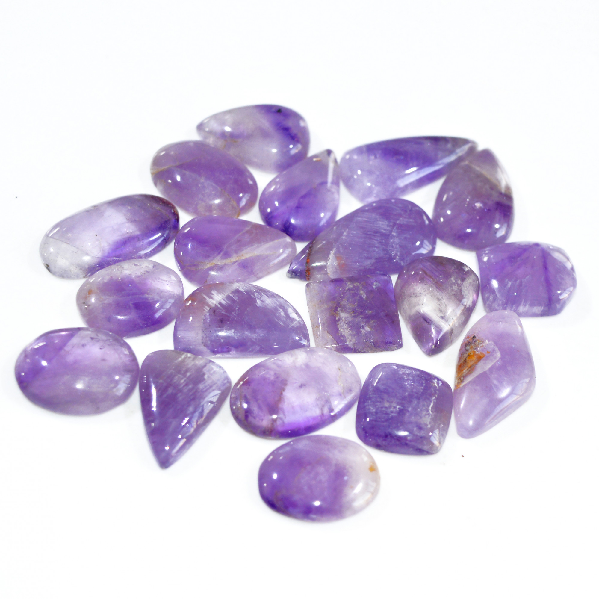 19 Pcs 293 Cts Natural Amethyst Loose Cabochon Gemstone Lot Mixed Shapes For Pendants Handmade Jewelry Supplies 25x18 15x14mm 3092