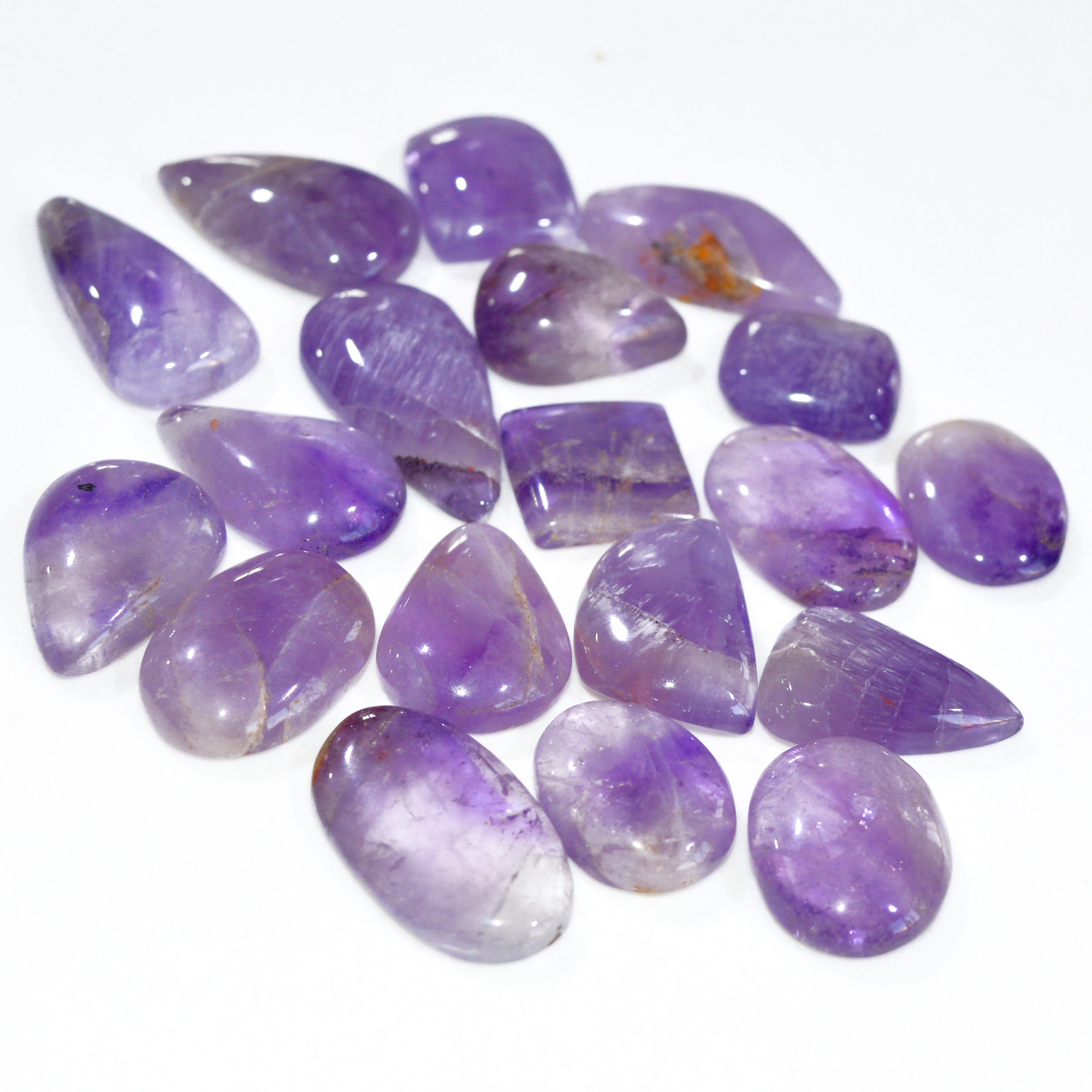 19 Pcs 293 Cts Natural Amethyst Loose Cabochon Gemstone Lot Mixed Shapes For Pendants Handmade Jewelry Supplies 25x18 15x14mm 3092