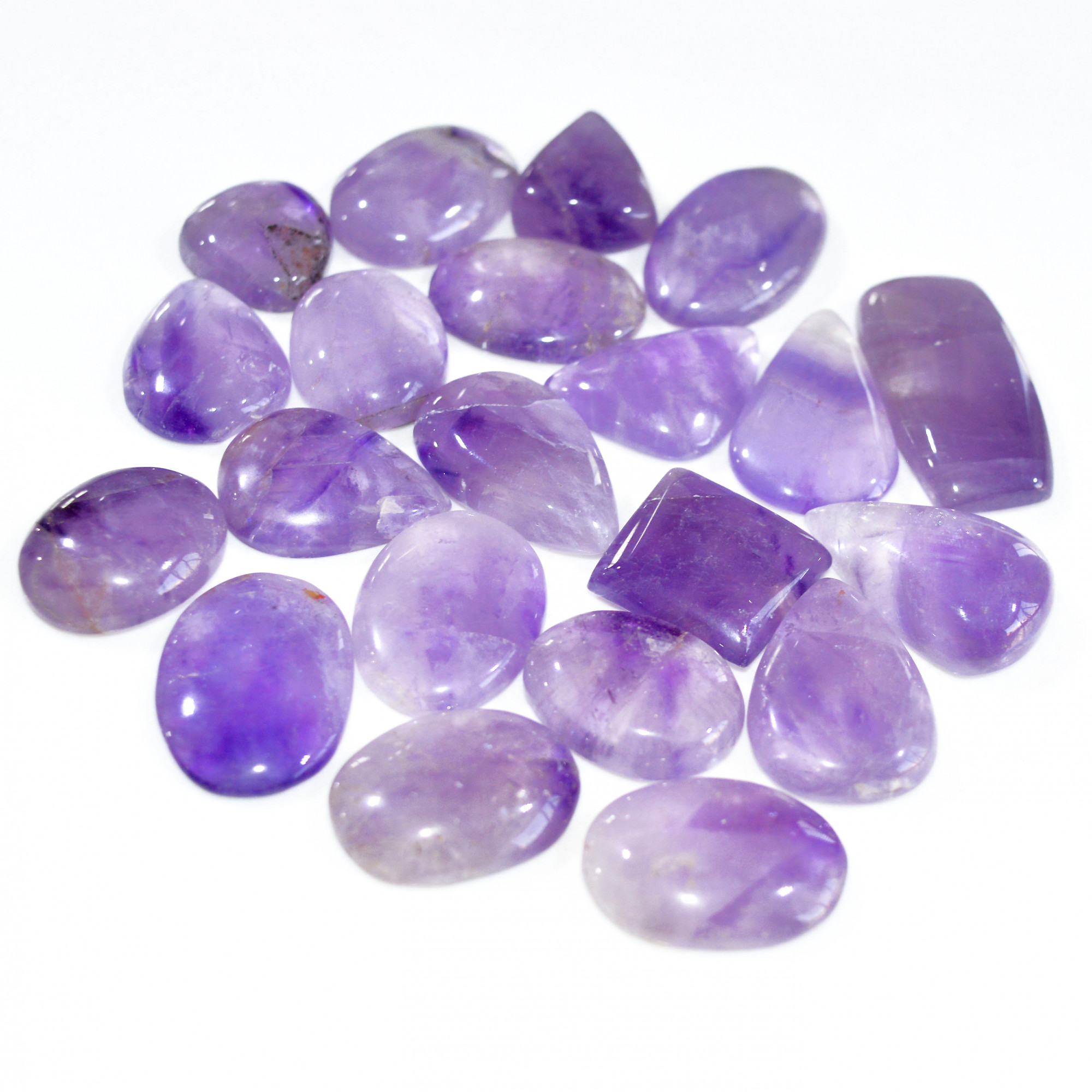 21 Pcs 402 Cts Natural Amethyst Loose Cabochon Gemstone Lot Mixed Shapes For Pendants Handmade Jewelry Supplies 30X15 12X14mm 3094