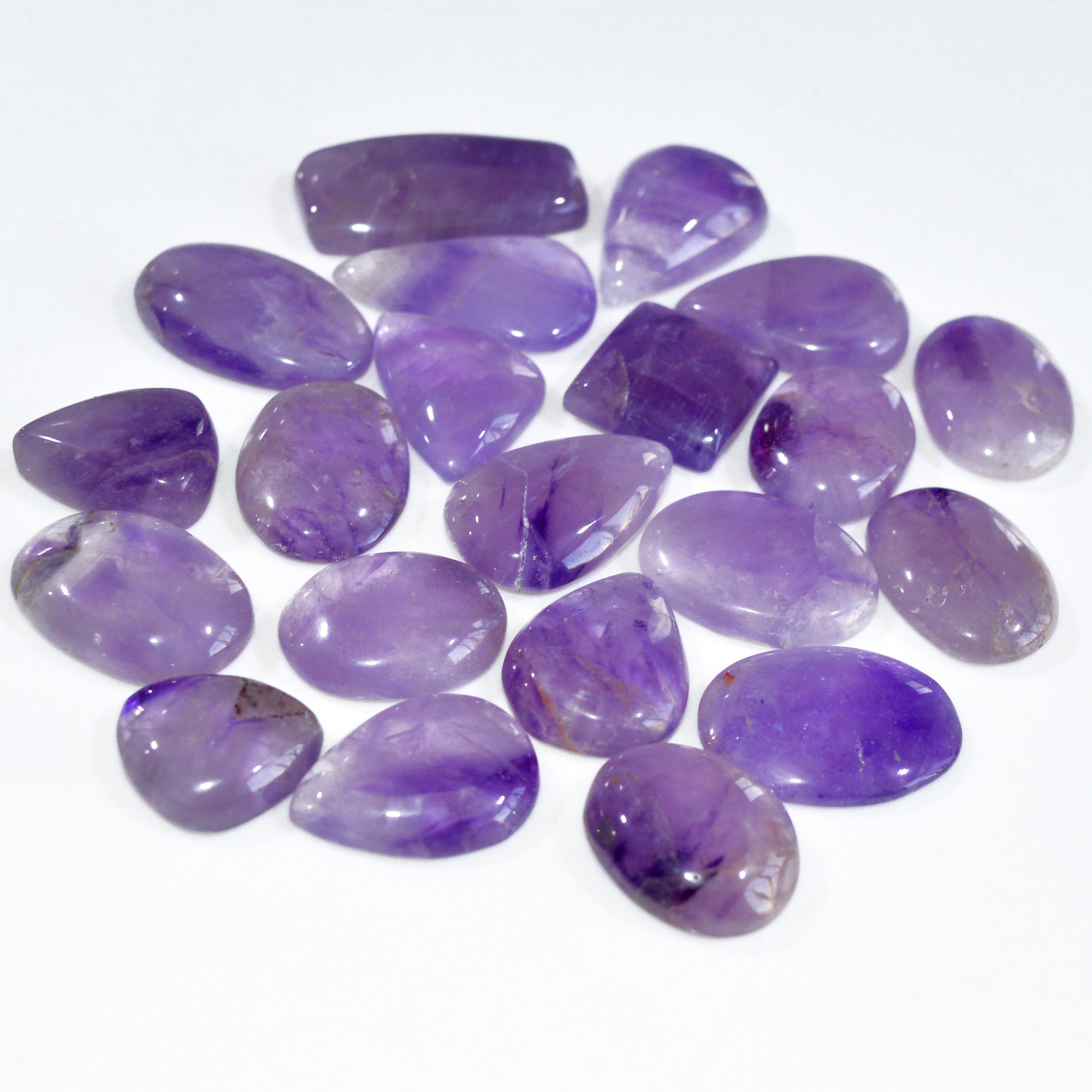 21 Pcs 402 Cts Natural Amethyst Loose Cabochon Gemstone Lot Mixed Shapes For Pendants Handmade Jewelry Supplies 30X15 12X14mm 3094