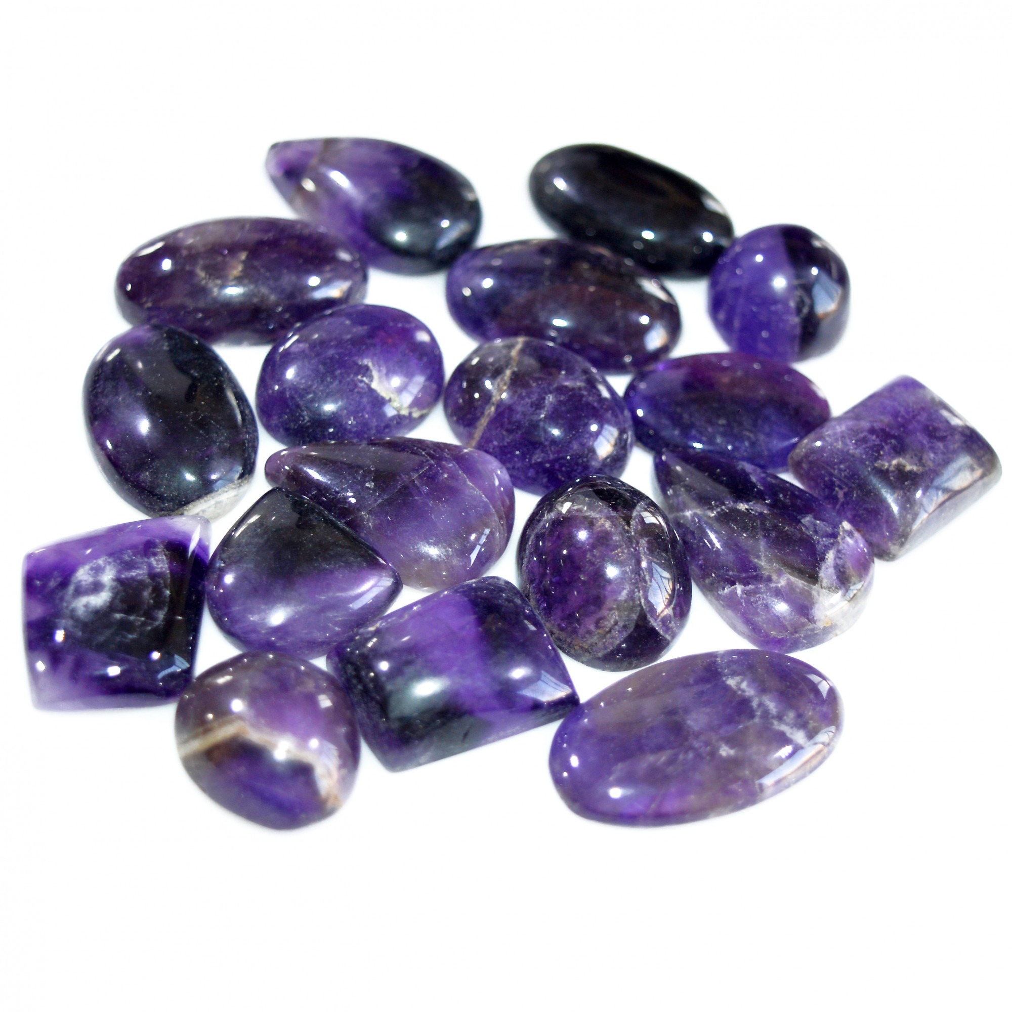 18 Pcs 438 Cts Natural Amethyst Loose Cabochon Gemstone Lot Mixed Shapes For Pendants Handmade Jewelry Supplies 28x15 14x14mm 3095