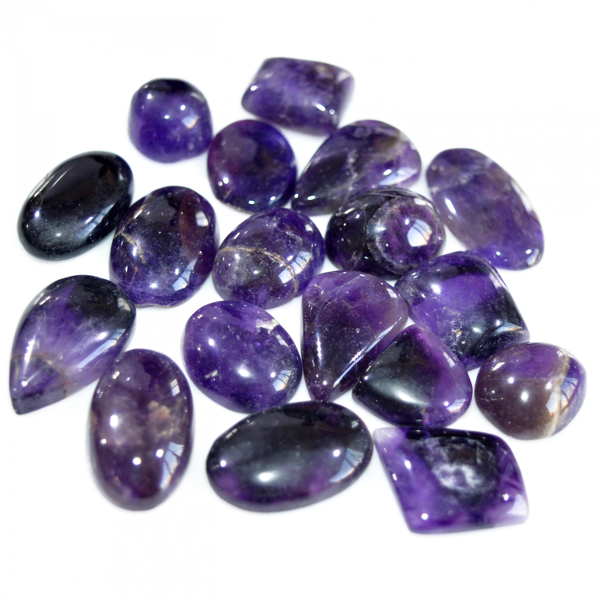 18 Pcs 438 Cts Natural Amethyst Loose Cabochon Gemstone Lot Mixed Shapes For Pendants Handmade Jewelry Supplies 28x15 14x14mm 3095