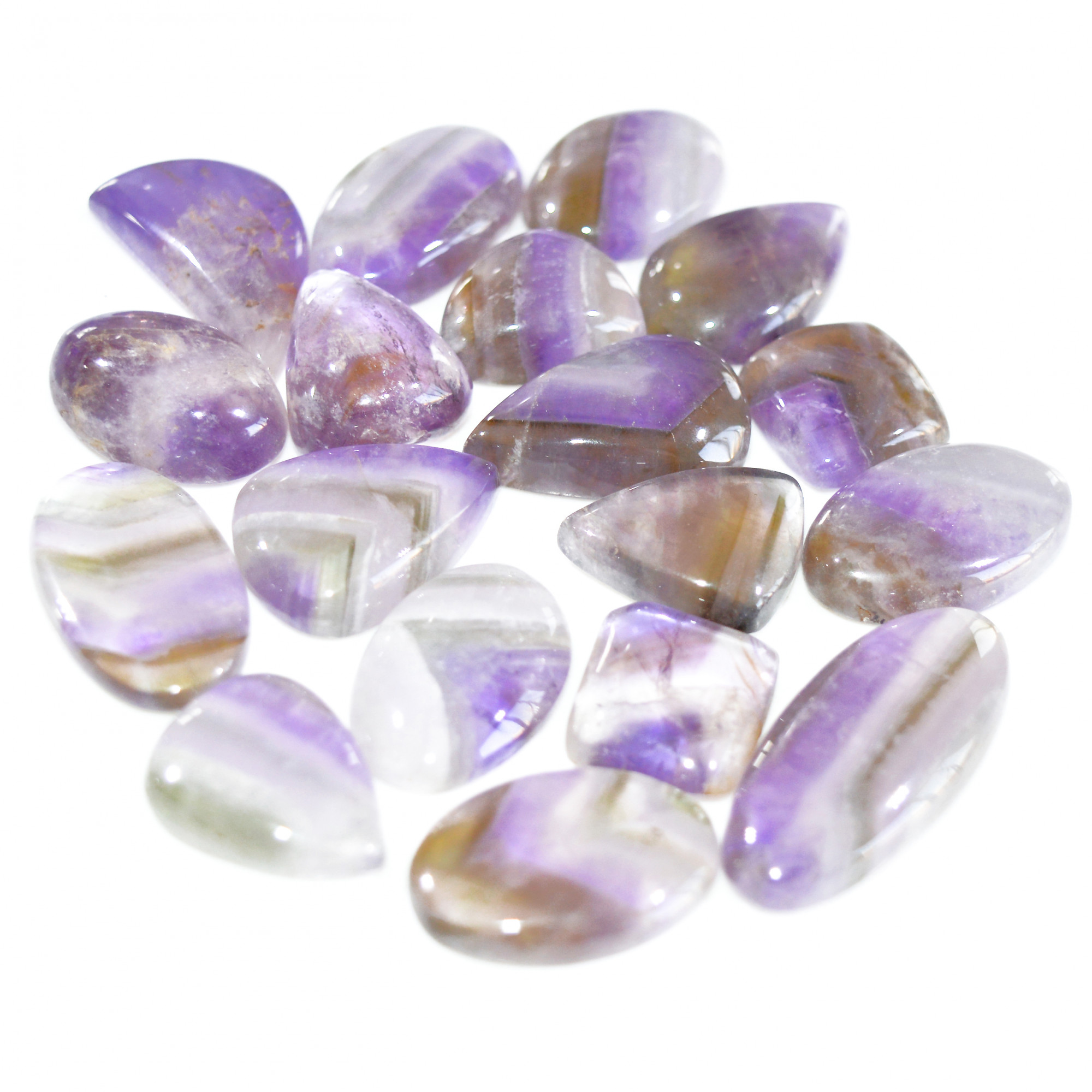 18 Pcs 417 Cts Natural Amethyst Loose Cabochon Gemstone Lot Mixed Shapes For Pendants Handmade Jewelry Supplies 35x15 15x14mm 3096