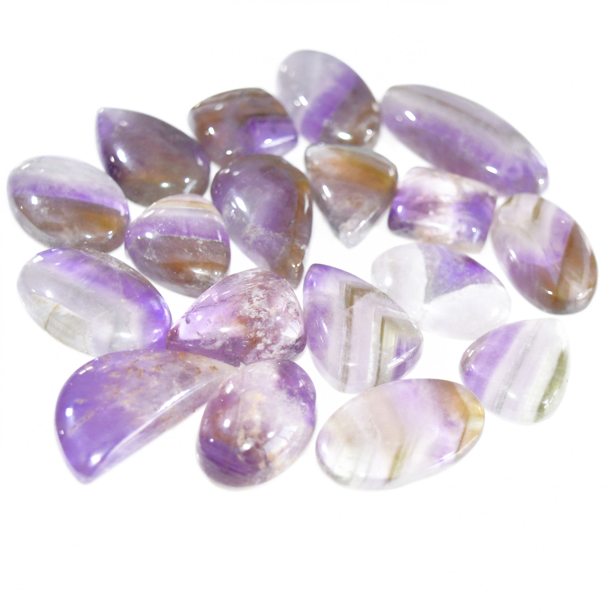 18 Pcs 417 Cts Natural Amethyst Loose Cabochon Gemstone Lot Mixed Shapes For Pendants Handmade Jewelry Supplies 35x15 15x14mm 3096