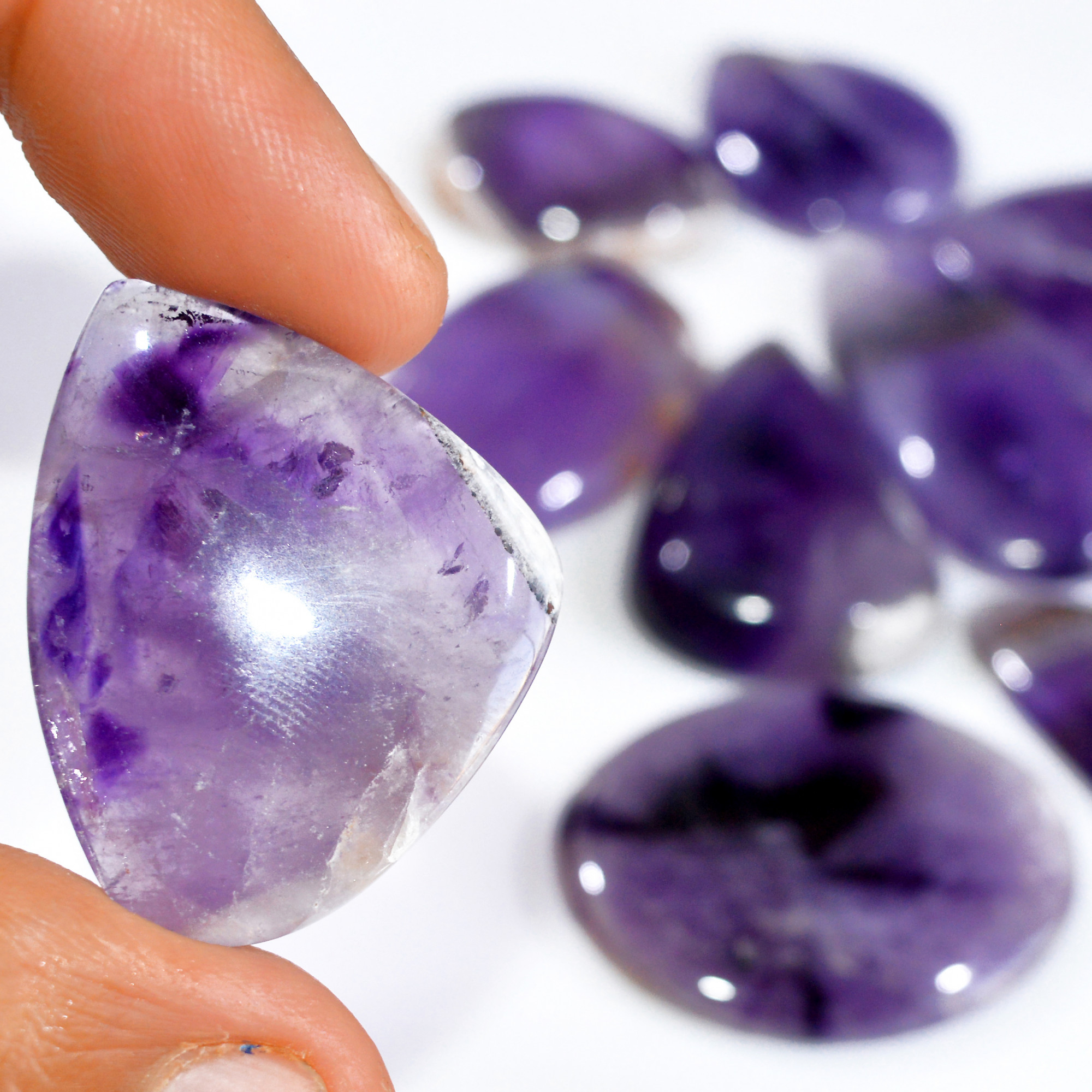 10 Pcs 402 Cts Natural Amethyst Loose Cabochon Gemstone Lot Mixed Shapes For Pendants Handmade Jewelry Supplies 35x30 24x22mm 3097