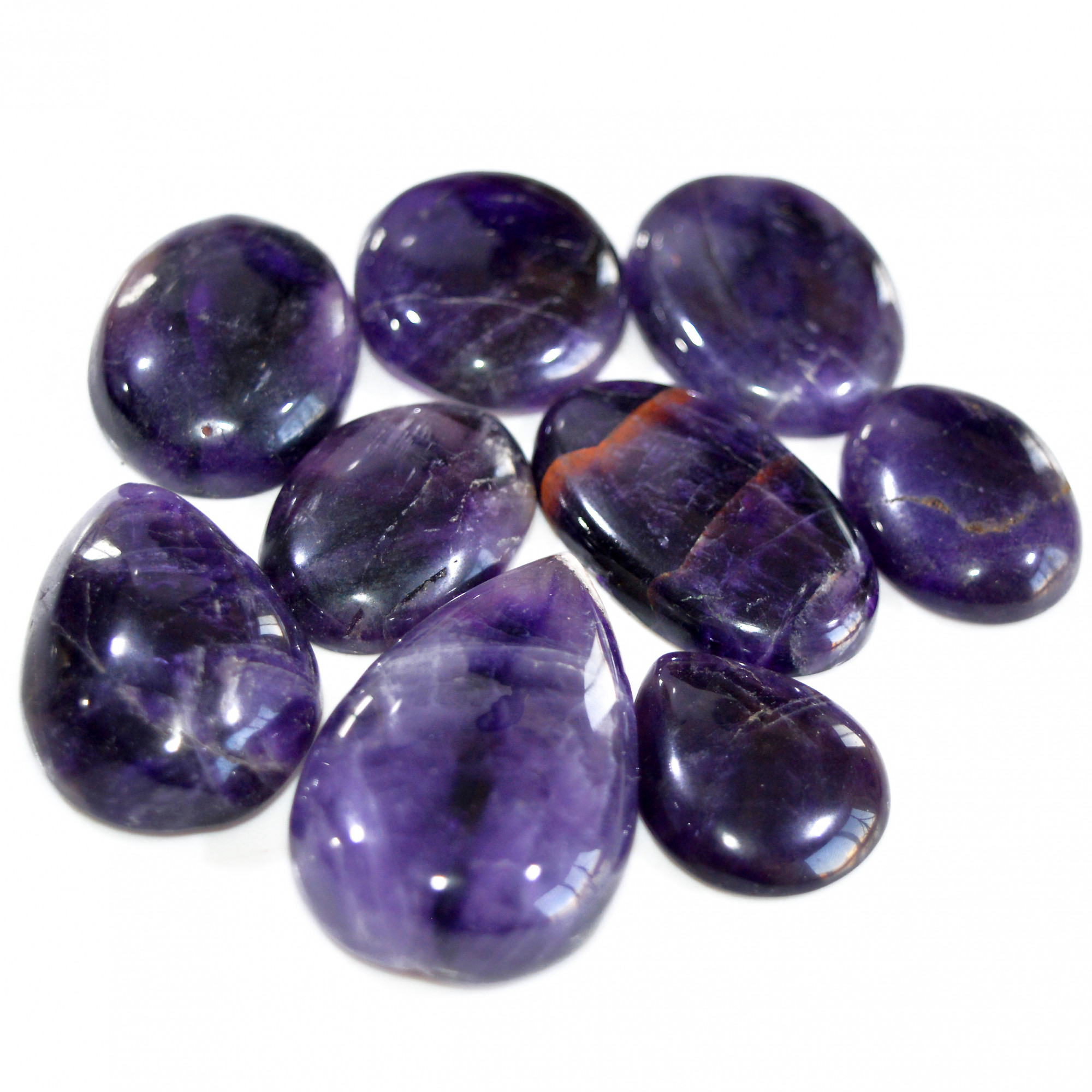 9 Pcs 507 Cts Natural Amethyst Loose Cabochon Gemstone Lot Mixed Shapes For Pendants Handmade Jewelry Supplies 42x25 24x20mm 3098