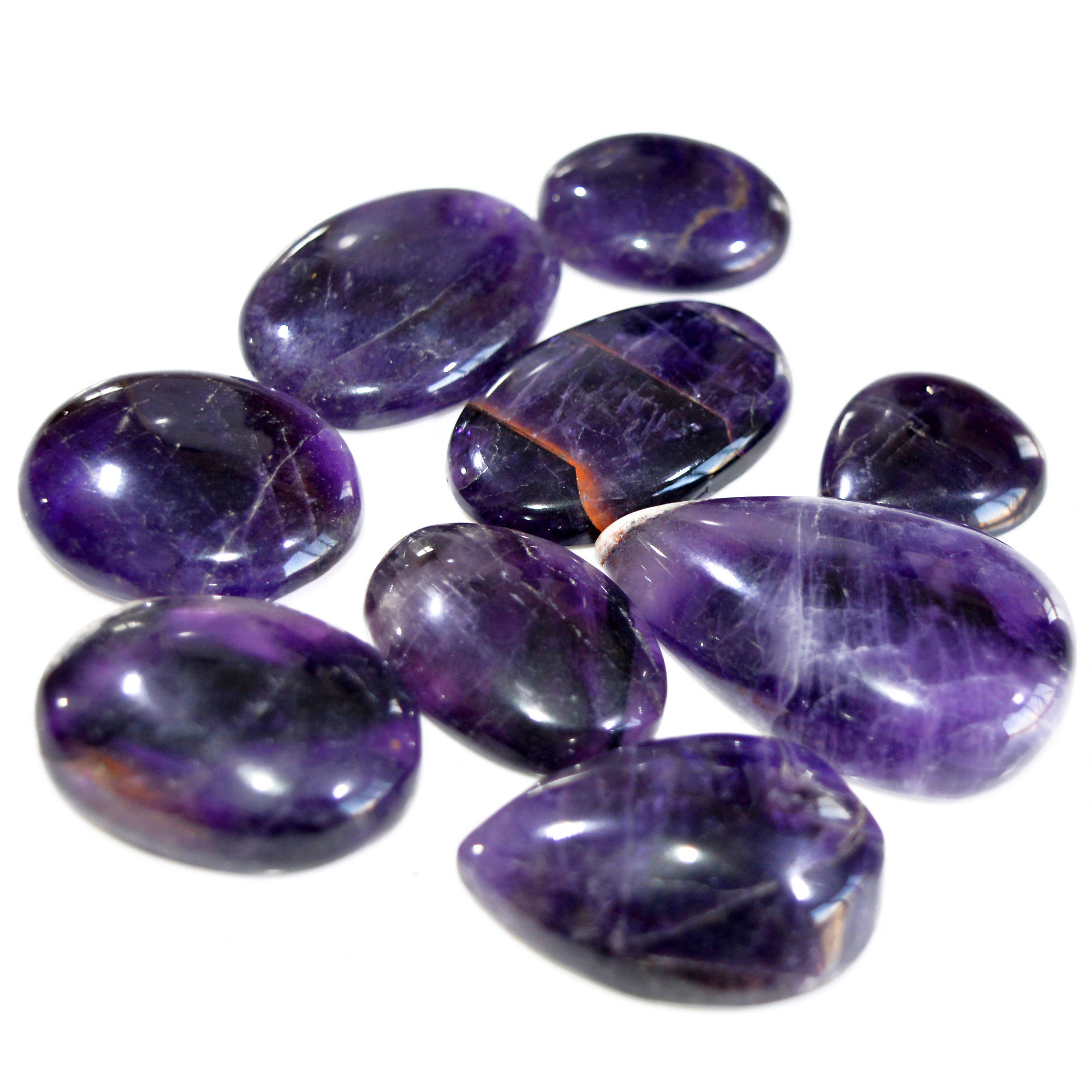 9 Pcs 507 Cts Natural Amethyst Loose Cabochon Gemstone Lot Mixed Shapes For Pendants Handmade Jewelry Supplies 42x25 24x20mm 3098