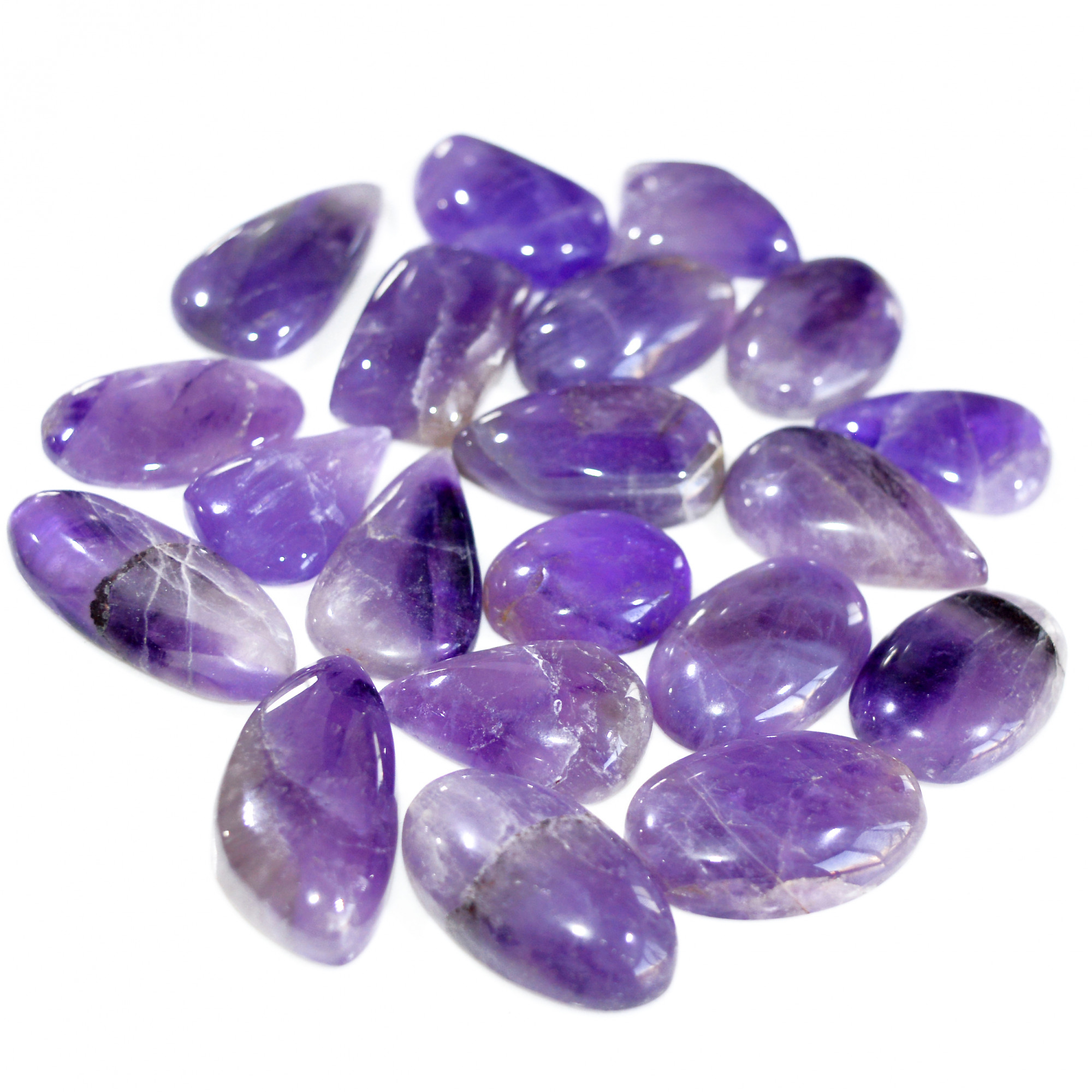 20 Pcs 532 Cts Natural Amethyst Loose Cabochon Gemstone Lot Mixed Shapes For Pendants Handmade Jewelry Supplies 32x14 21x15mm 3100