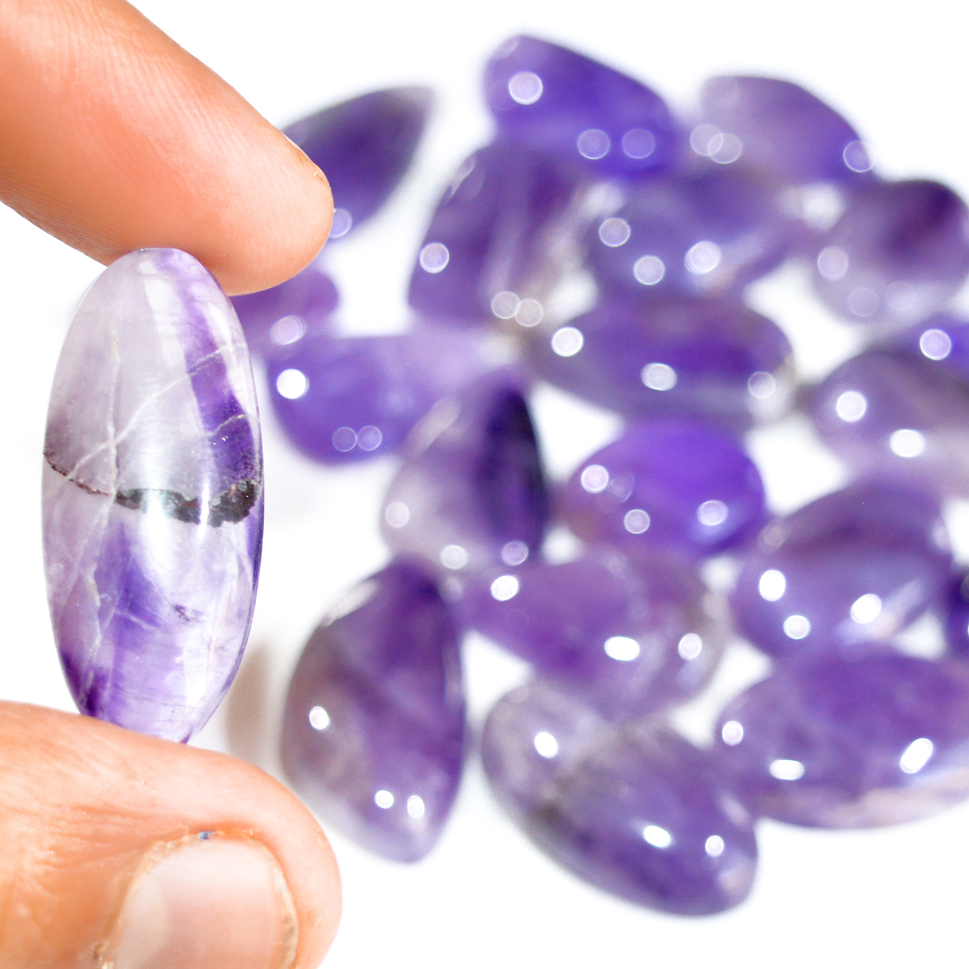 20 Pcs 532 Cts Natural Amethyst Loose Cabochon Gemstone Lot Mixed Shapes For Pendants Handmade Jewelry Supplies 32x14 21x15mm 3100