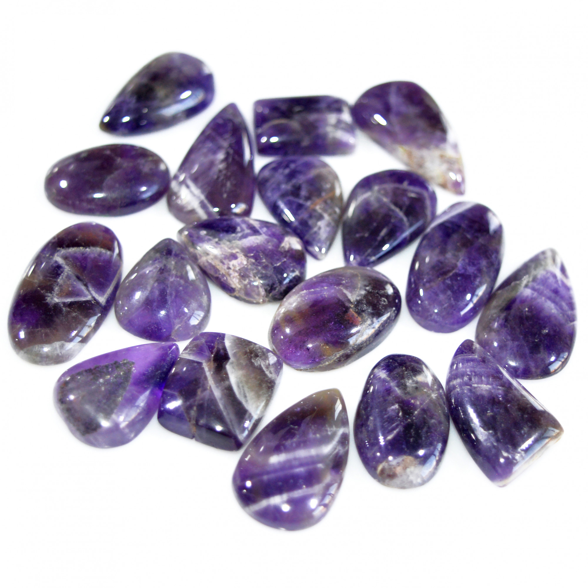 18 Pcs 224 Cts Natural Amethyst Loose Cabochon Gemstone Lot Mixed Shapes For Pendants Handmade Jewelry Supplies 26x12 18x14mm 3101