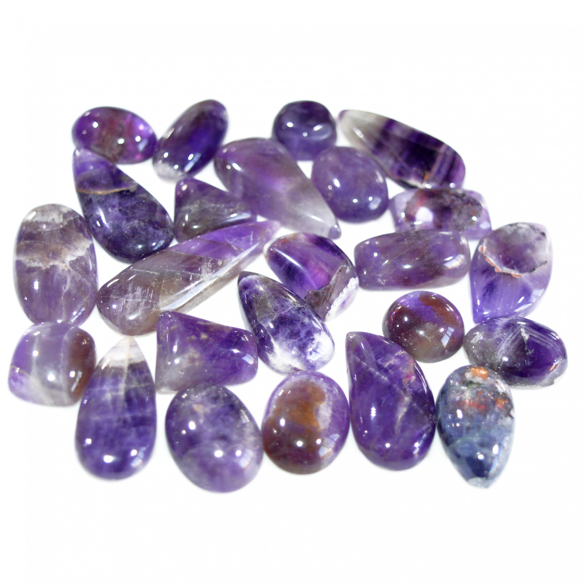 24 Pcs 313 Cts Natural Amethyst Loose Cabochon Gemstone Lot Mixed Shapes For Pendants Handmade Jewelry Supplies 35x10 11x11mm 3102