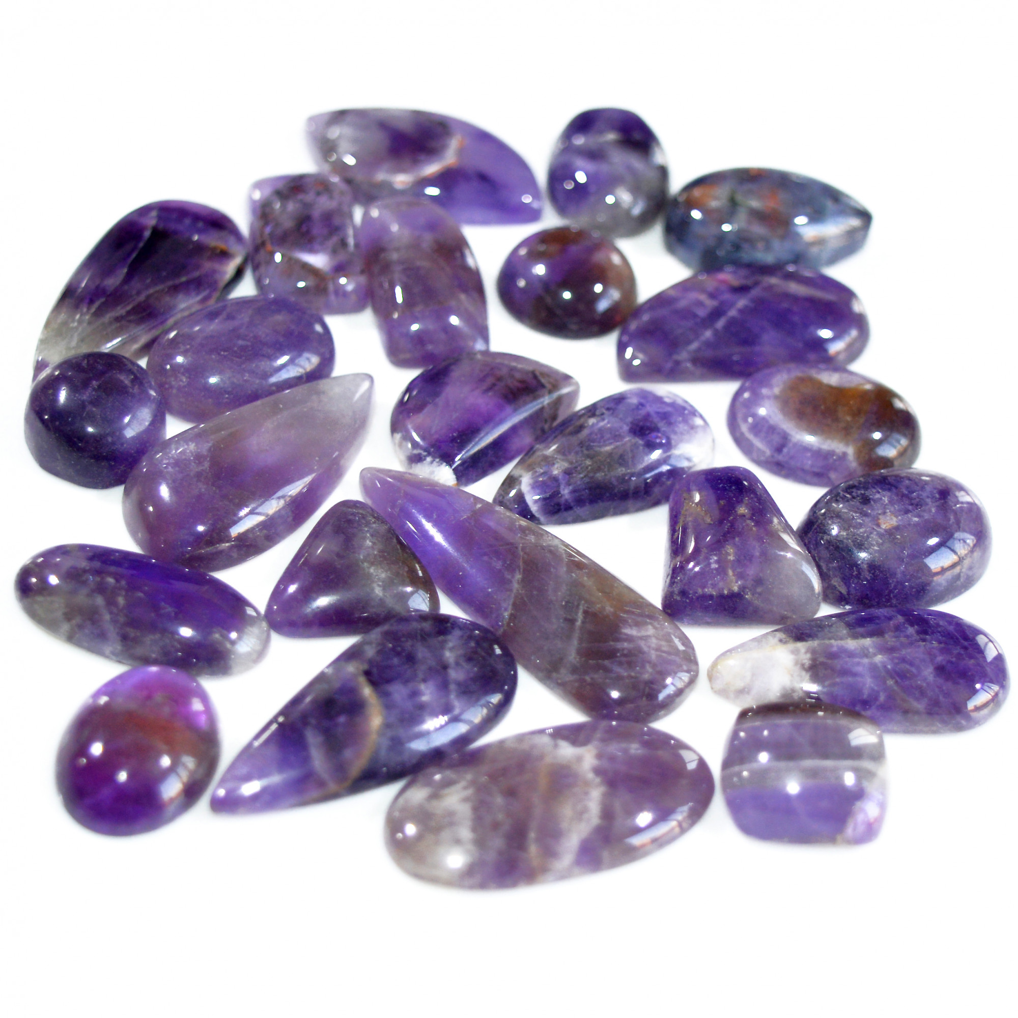 24 Pcs 313 Cts Natural Amethyst Loose Cabochon Gemstone Lot Mixed Shapes For Pendants Handmade Jewelry Supplies 35x10 11x11mm 3102