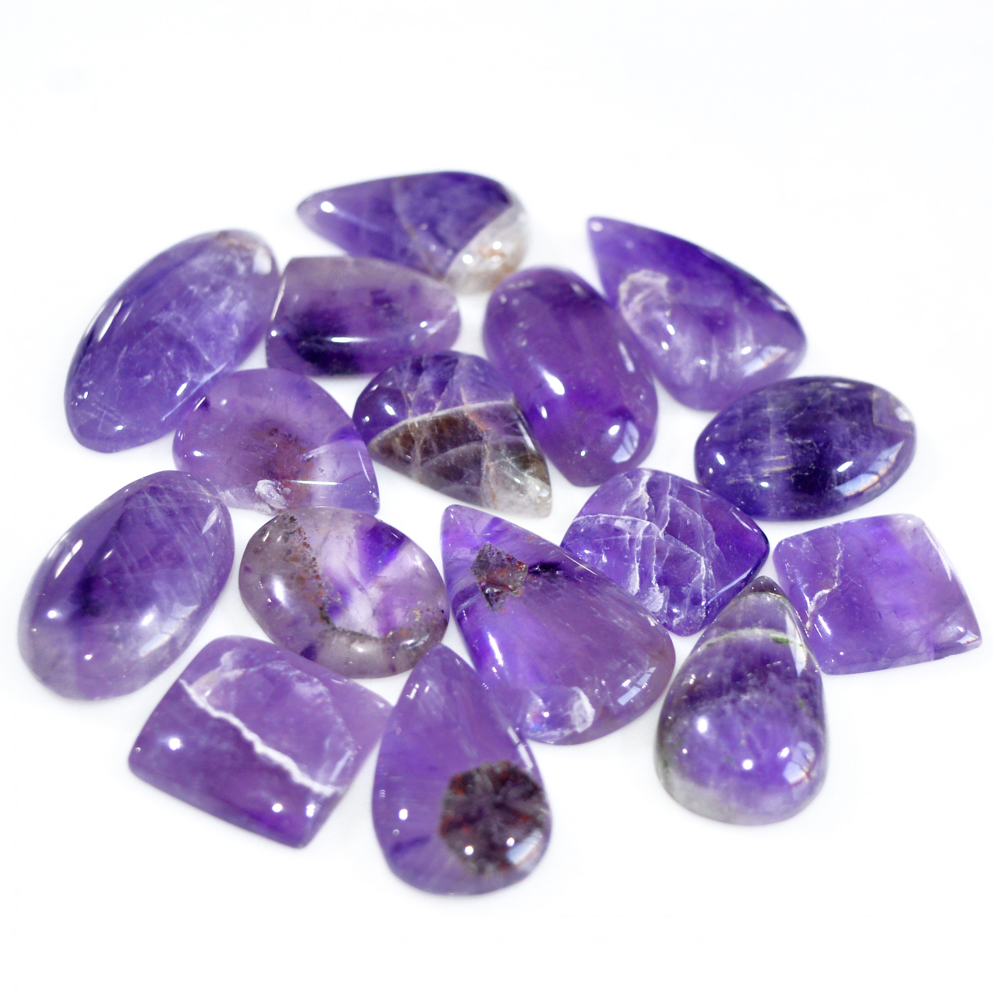 16 Pcs 342 Cts Natural Amethyst Loose Cabochon Gemstone Lot Mixed Shapes For Pendants Handmade Jewelry Supplies 31x15 15x14mm 3103