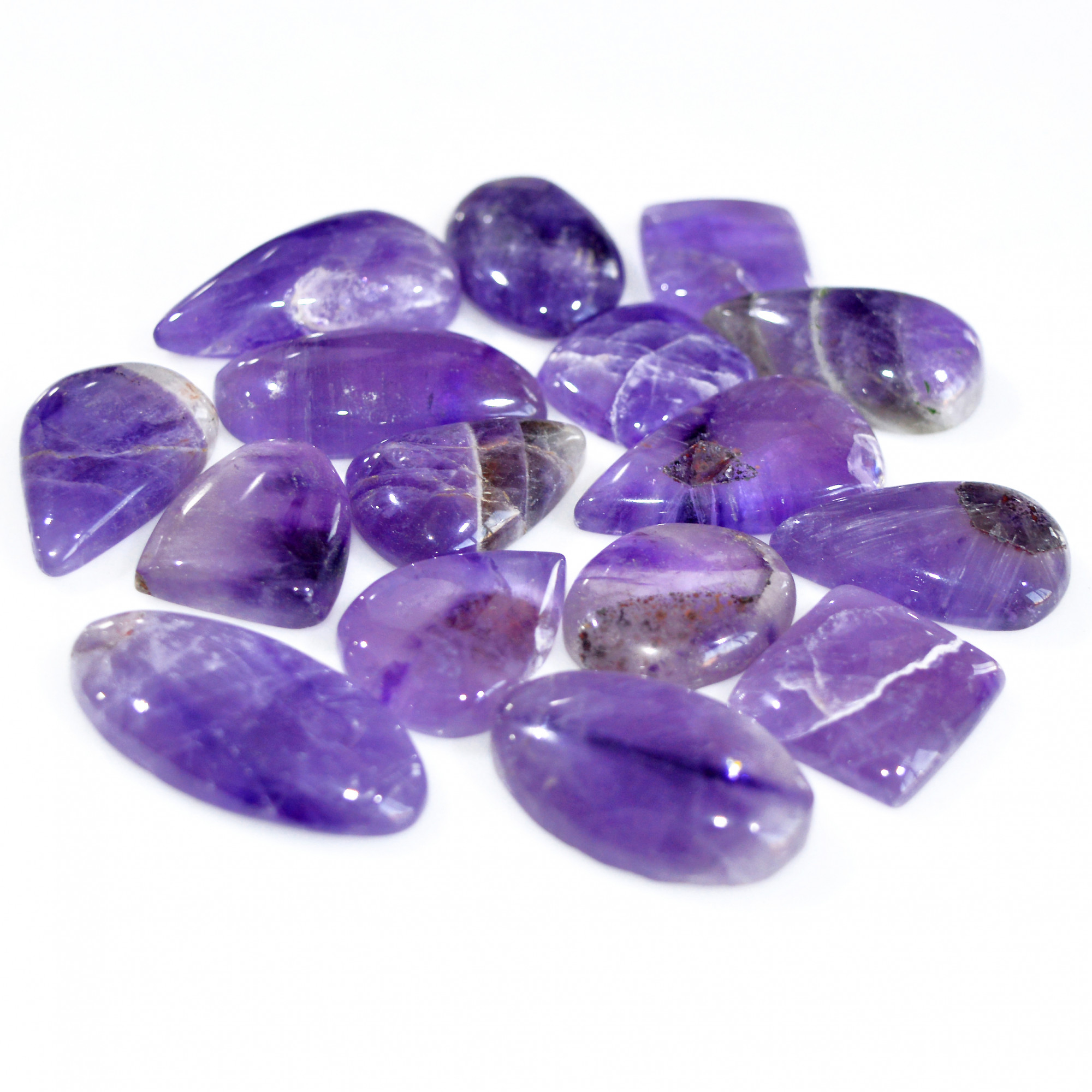 16 Pcs 342 Cts Natural Amethyst Loose Cabochon Gemstone Lot Mixed Shapes For Pendants Handmade Jewelry Supplies 31x15 15x14mm 3103