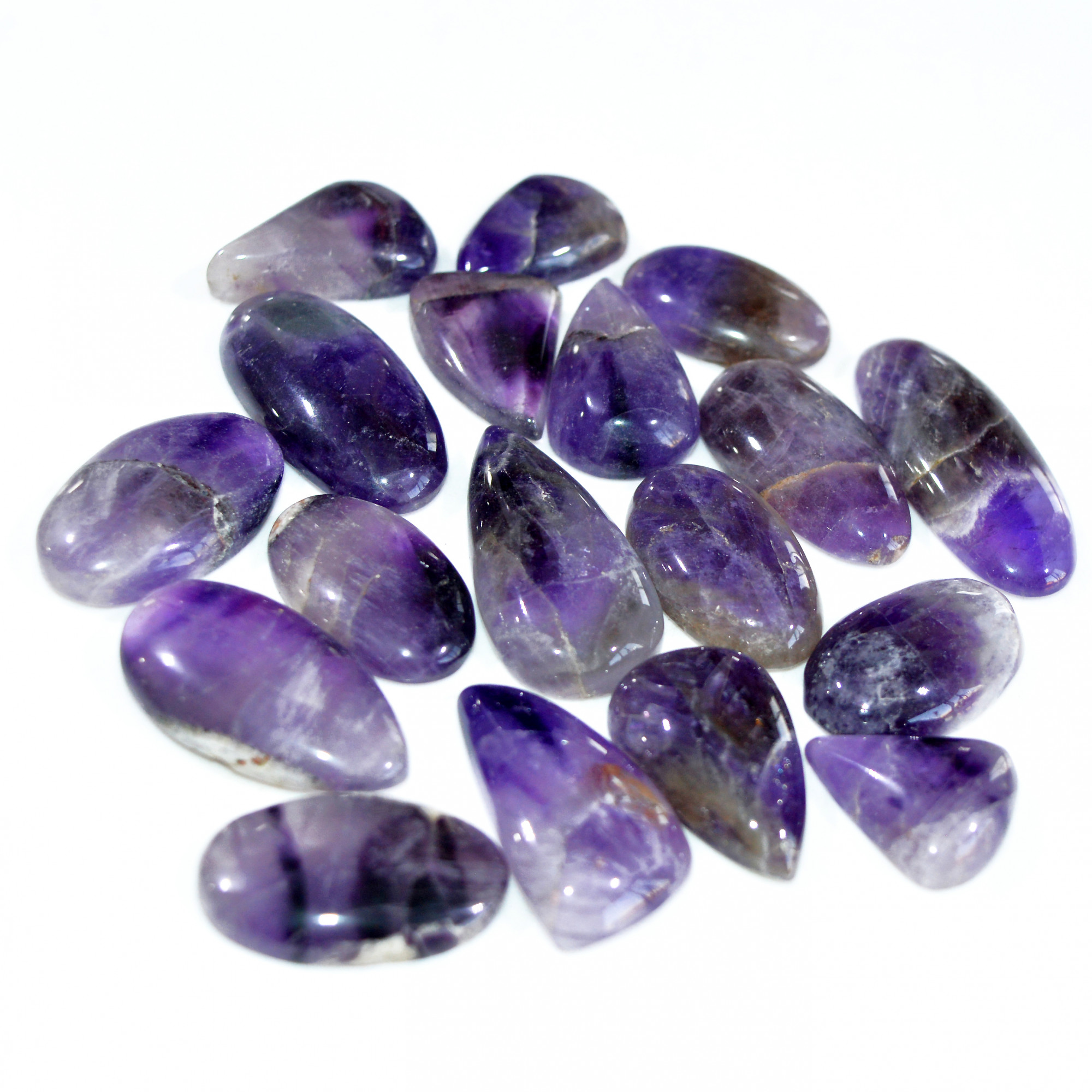 18 Pcs 462 Cts Natural Amethyst Loose Cabochon Gemstone Lot Mixed Shapes For Pendants Handmade Jewelry Supplies 36x15 18x16mm 3104
